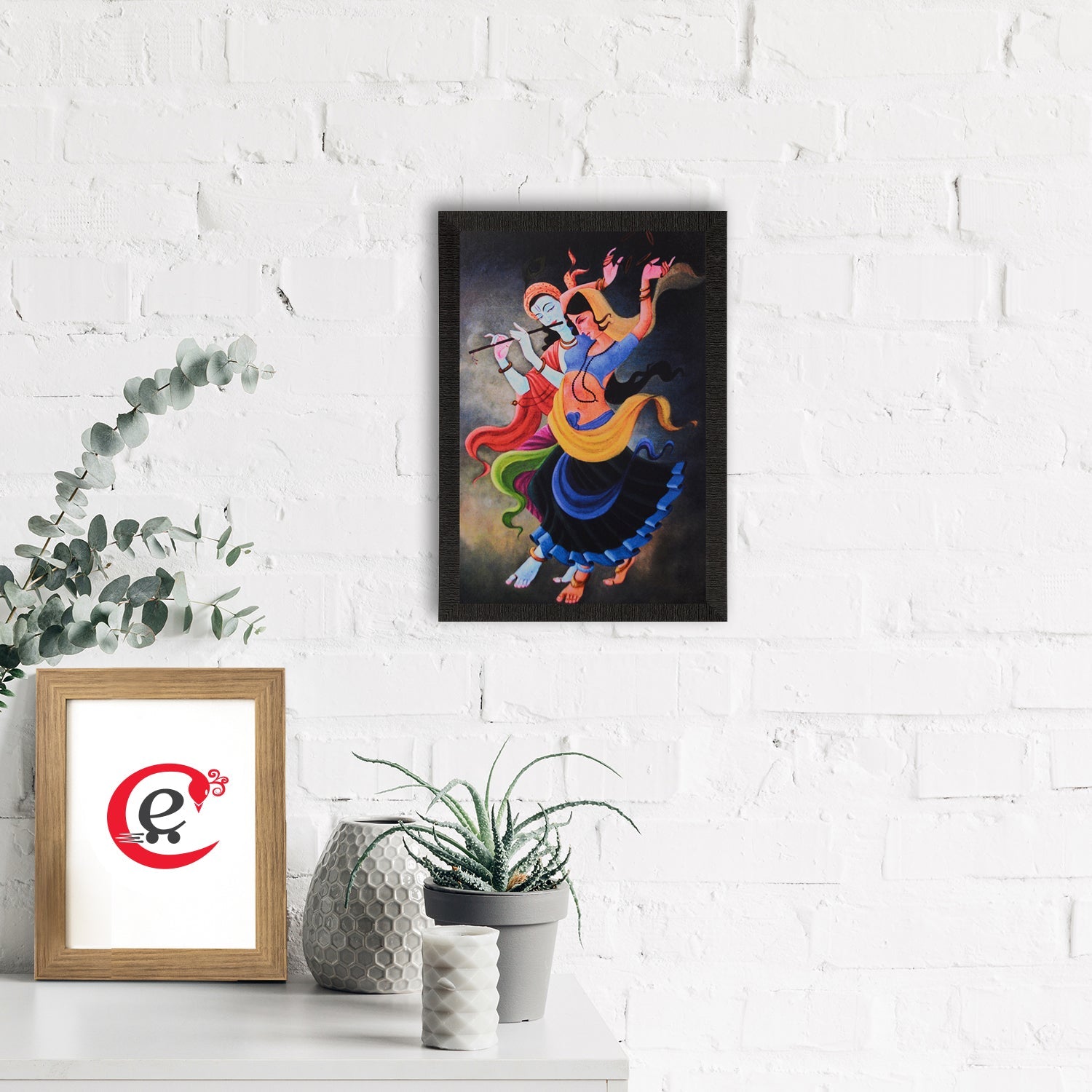 Dancing Radha Krishna Painting Digital Printed Wall Art Kafalo