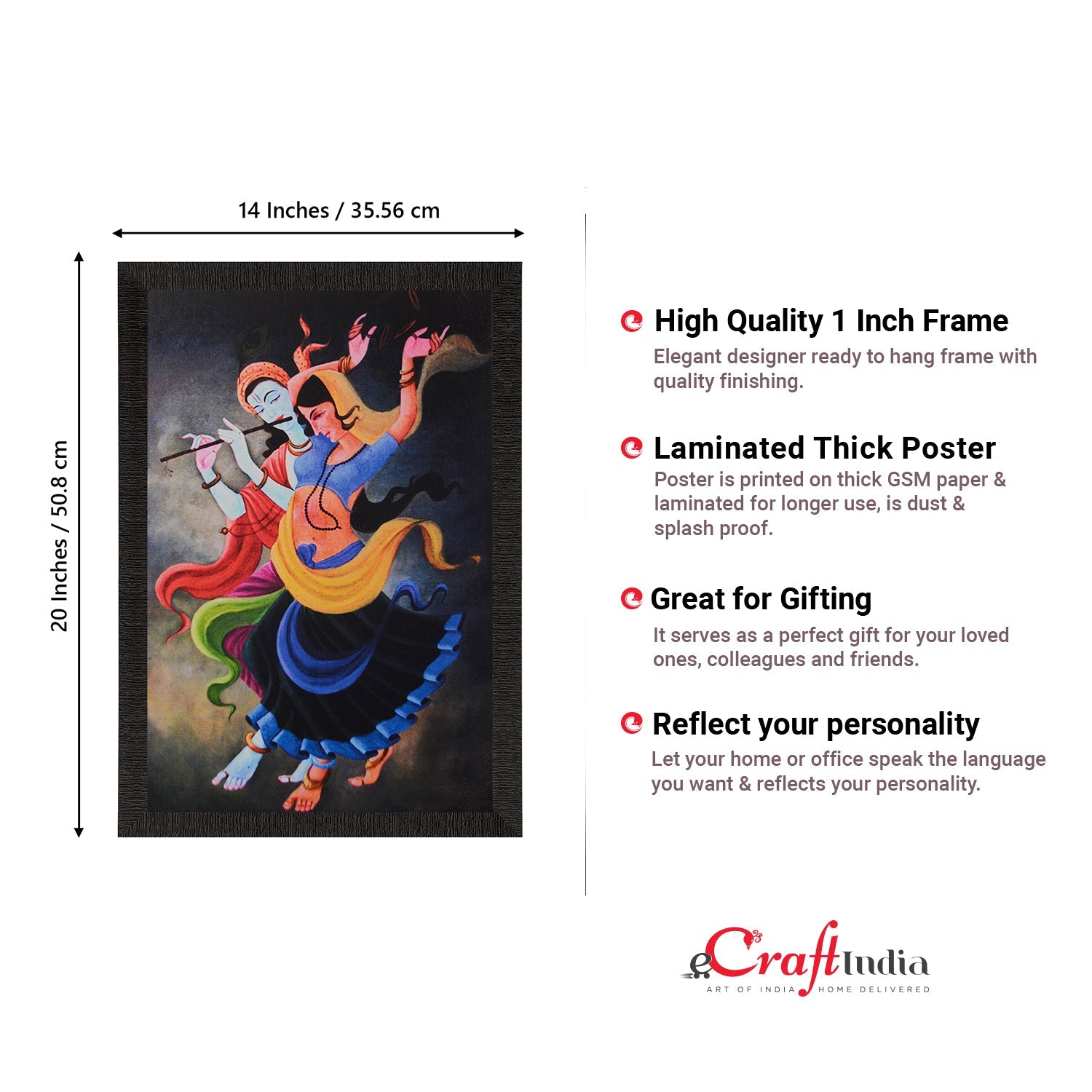Dancing Radha Krishna Painting Digital Printed Wall Art Kafalo