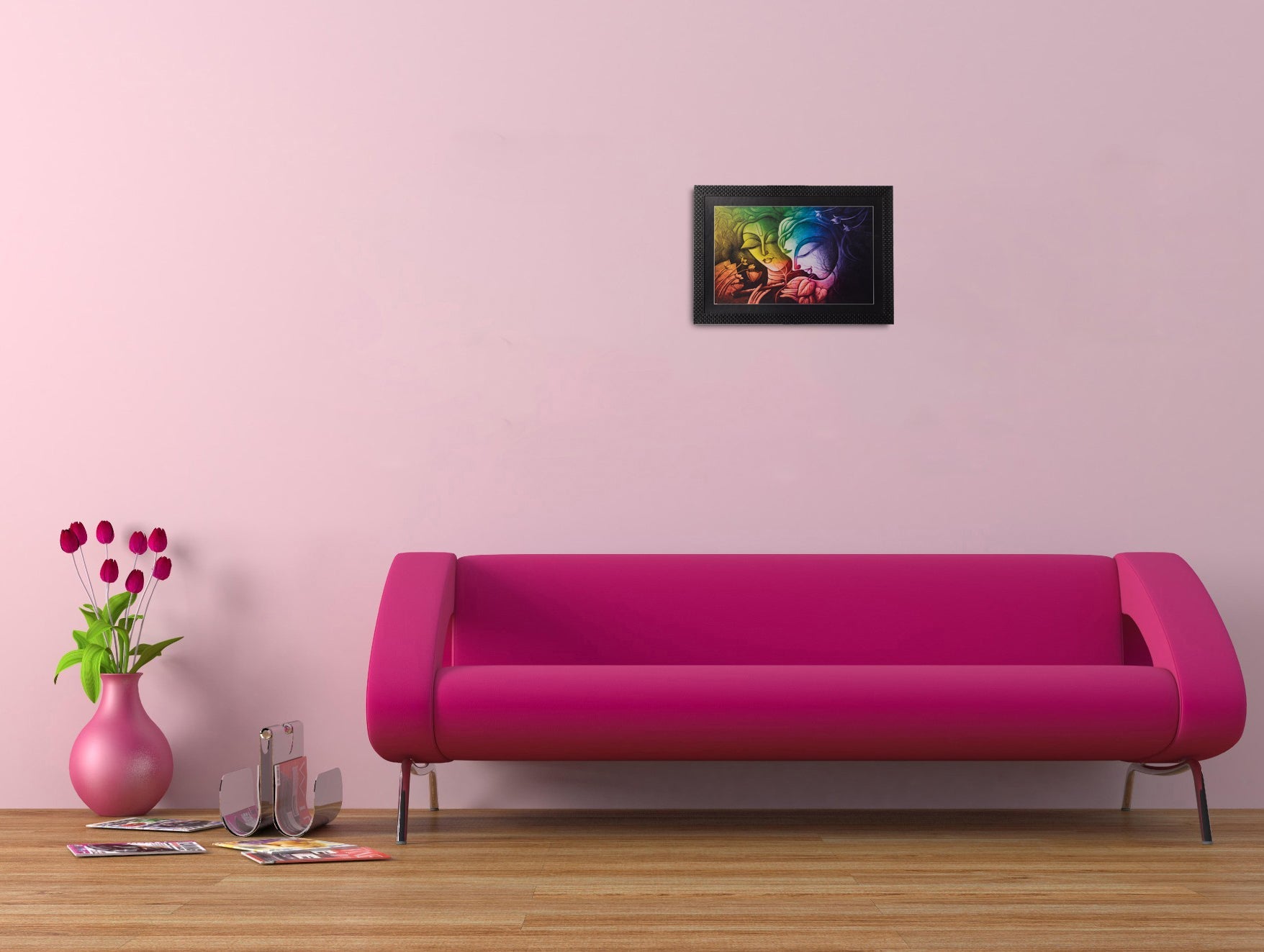 Radha Krishna Satin Matt Texture UV Art Painting Kafalo