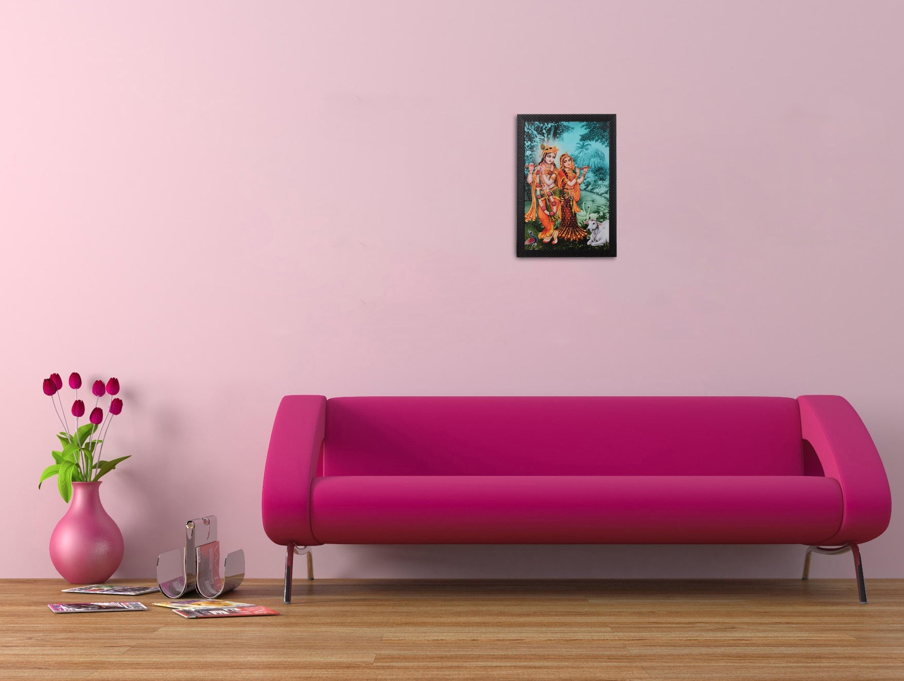Radha Krishna Satin Matt Texture UV Art Painting Kafalo