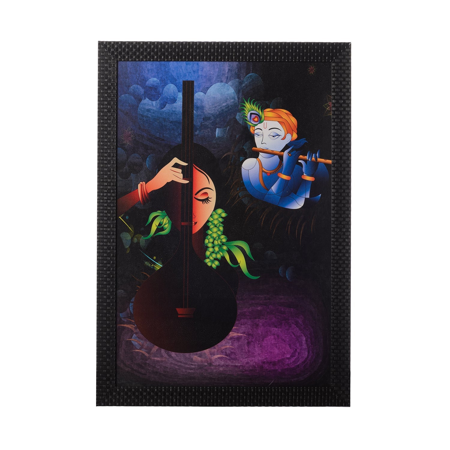 Radha Krishna Satin Matt Texture UV Art Painting Kafalo