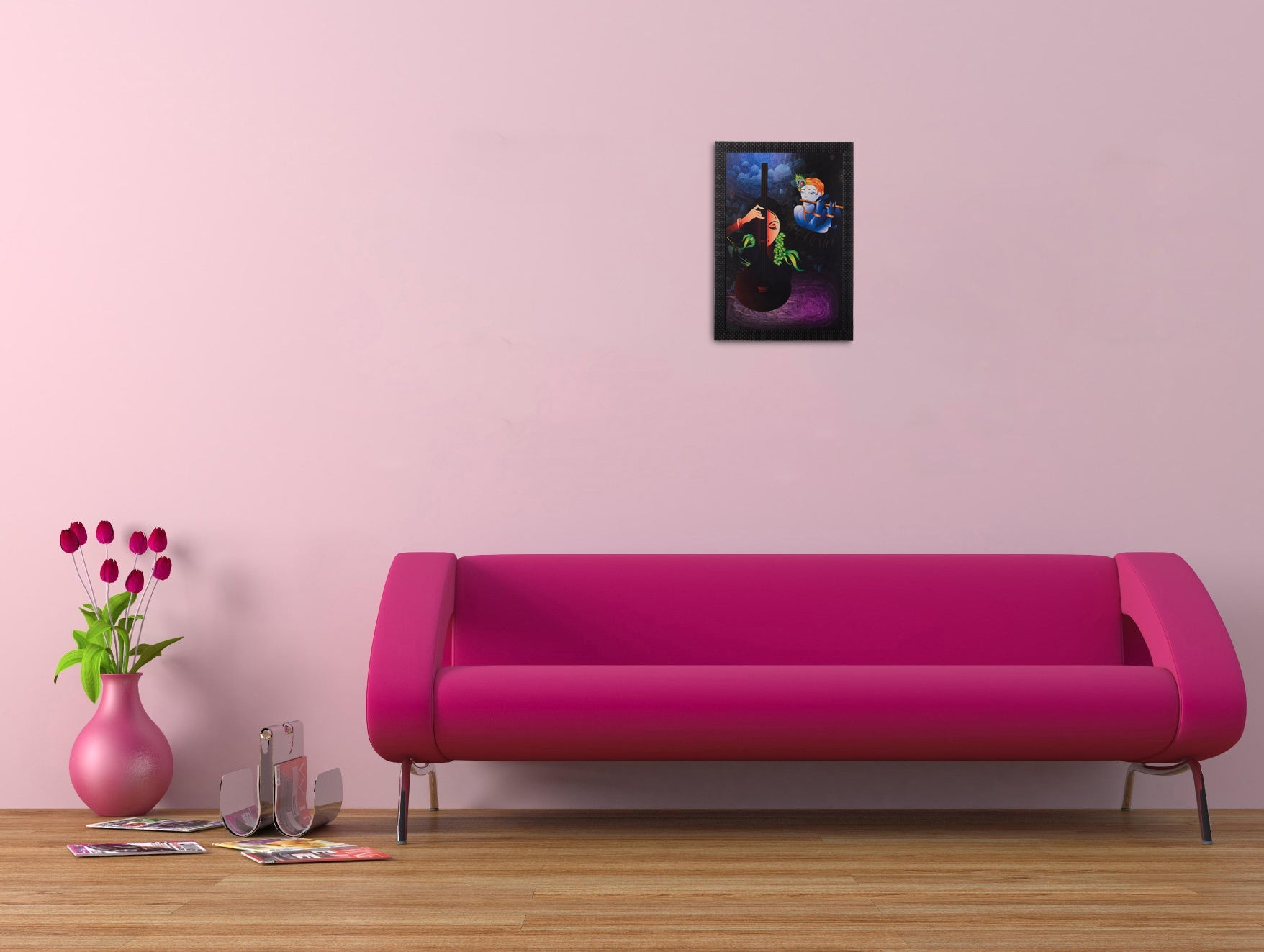 Radha Krishna Satin Matt Texture UV Art Painting Kafalo