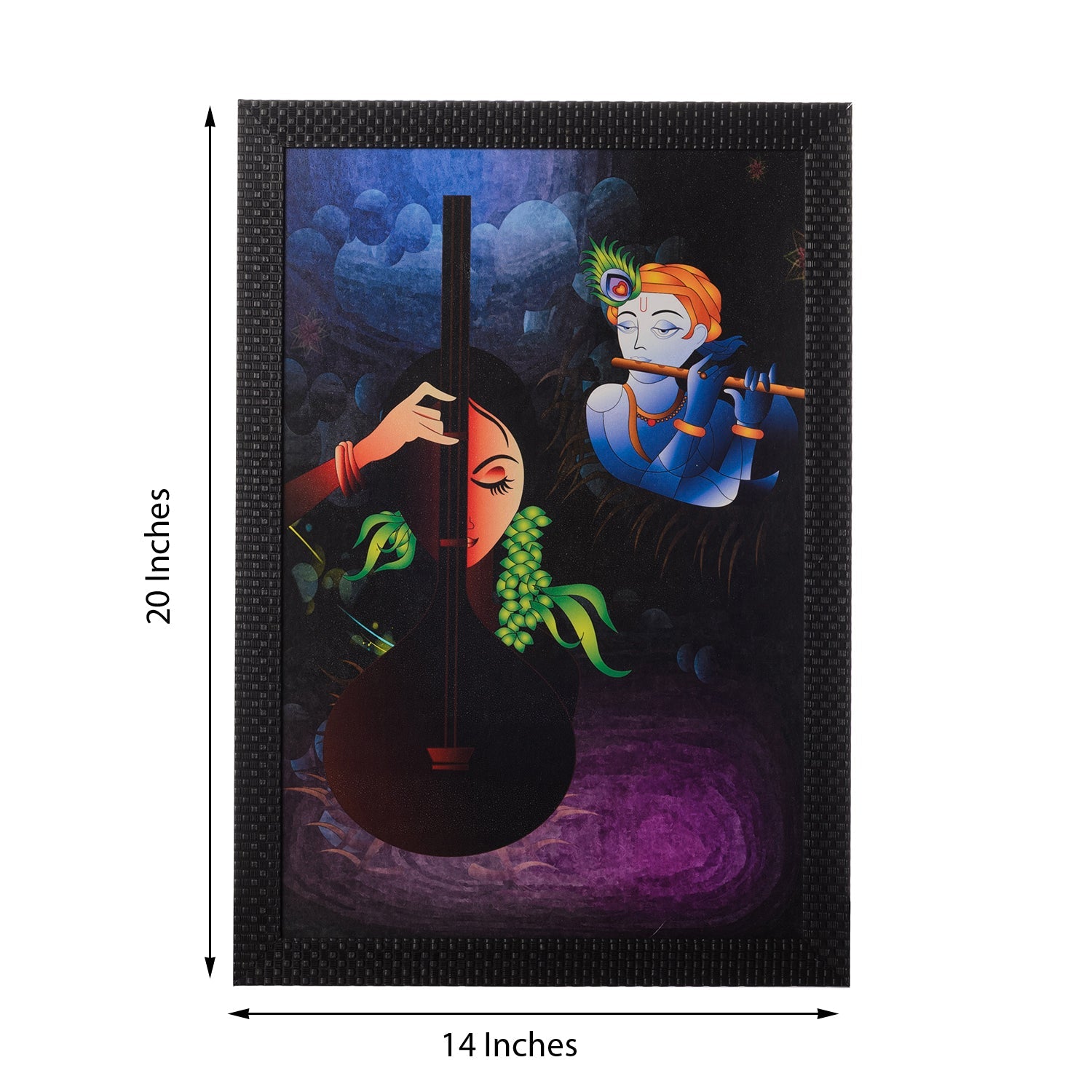 Radha Krishna Satin Matt Texture UV Art Painting Kafalo