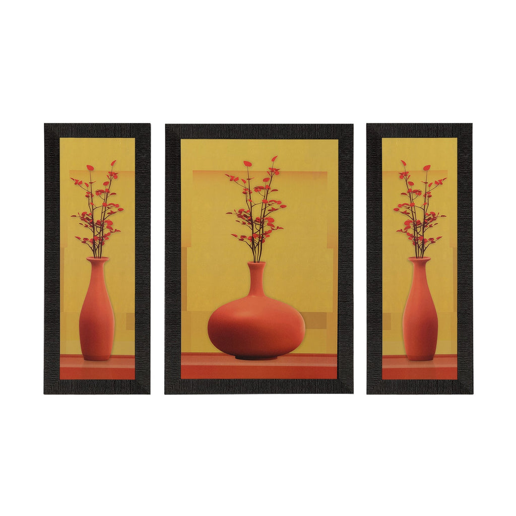 Set of 3 Floral Pots Satin Matt Texture UV Art Painting Kafalo