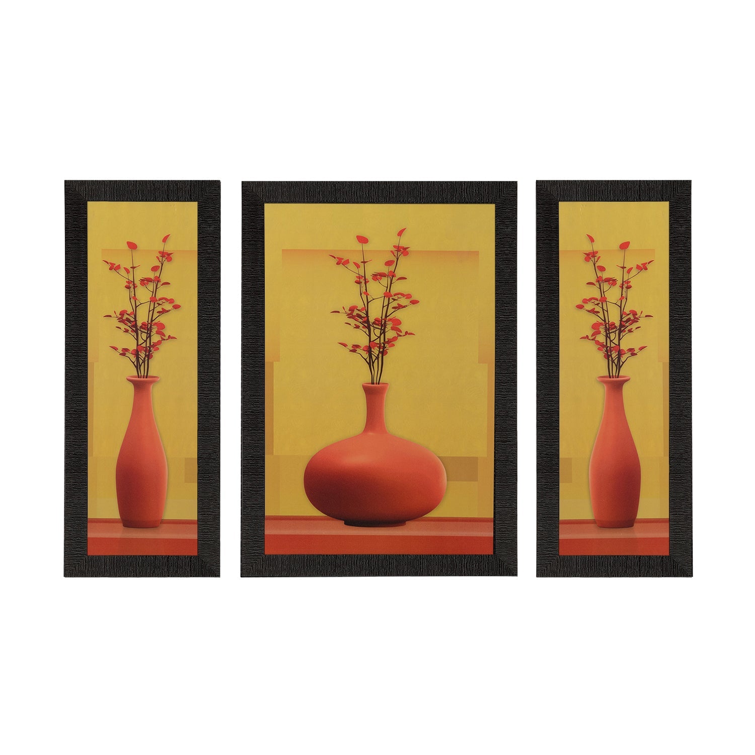 Set of 3 Floral Pots Satin Matt Texture UV Art Painting Kafalo