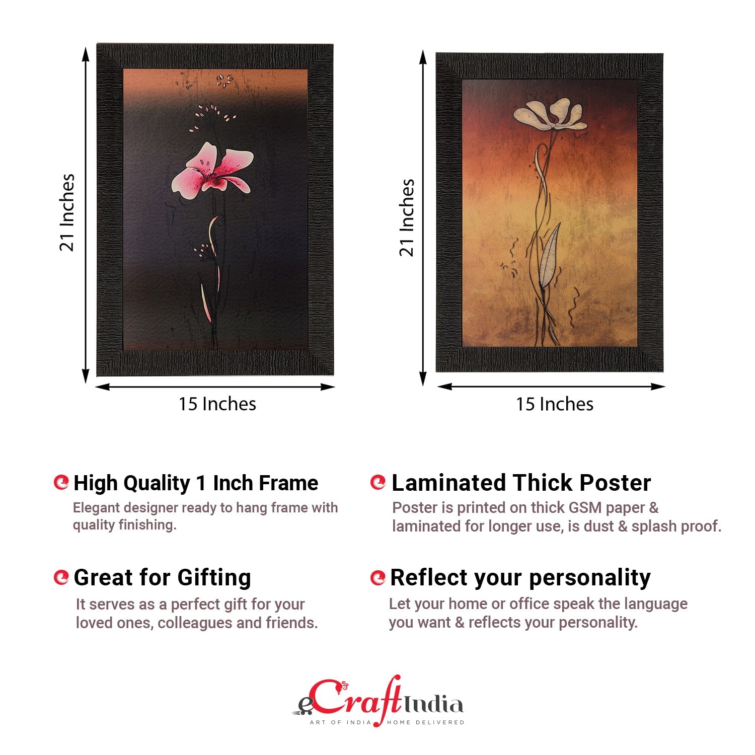 Set of 2 Floral Satin Matt Texture UV Art Painting Kafalo