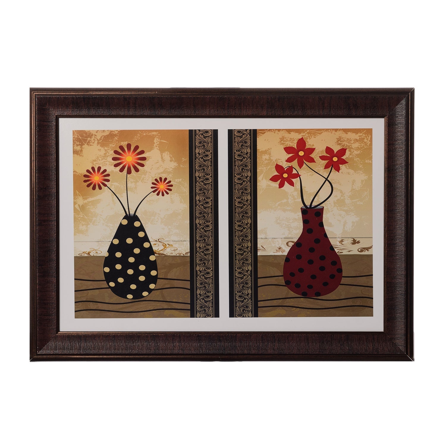 Set of 2 Floral Pots Satin Matt Texture UV Art Painting Kafalo