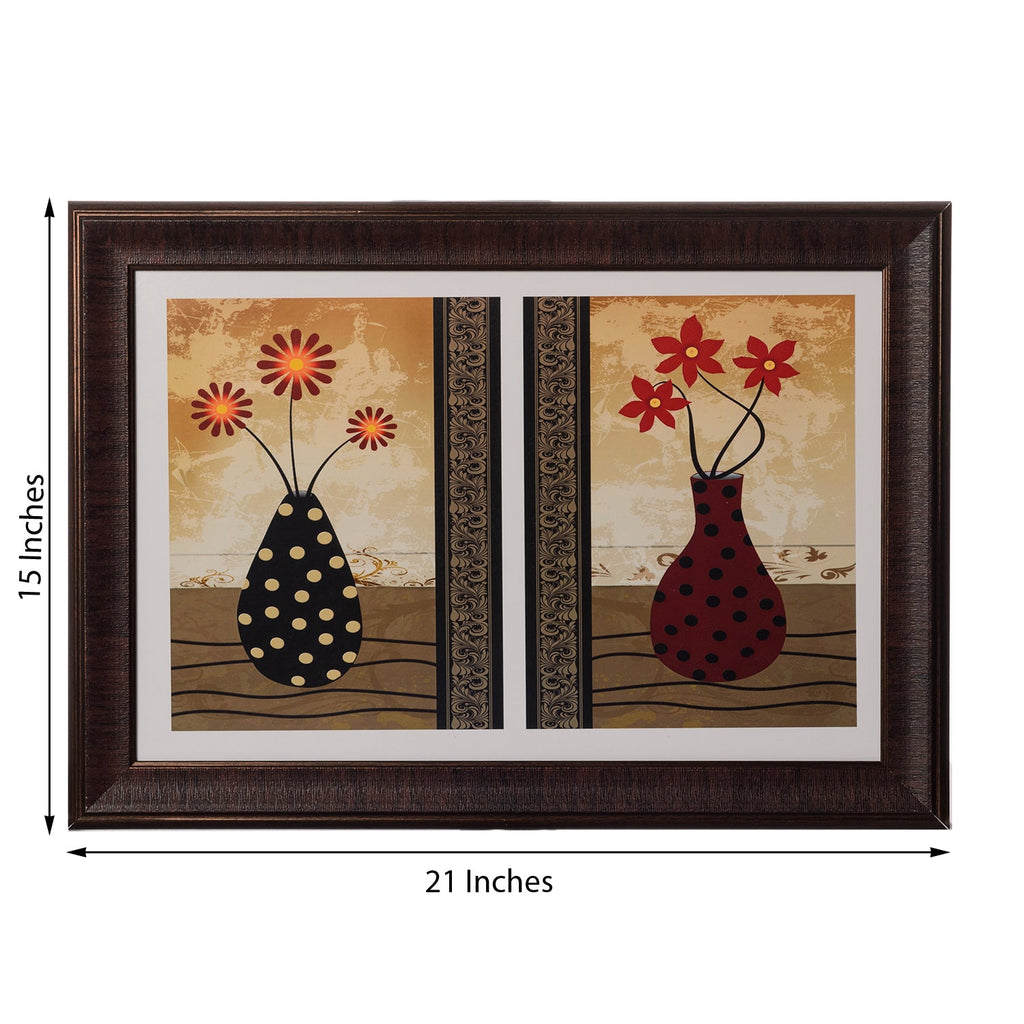 Set of 2 Floral Pots Satin Matt Texture UV Art Painting Kafalo