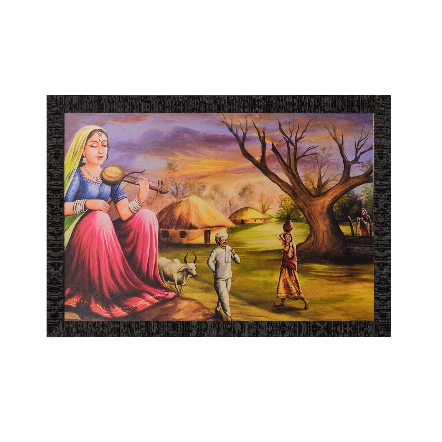 Village Scene Satin Matt Texture UV Art Painting Kafalo