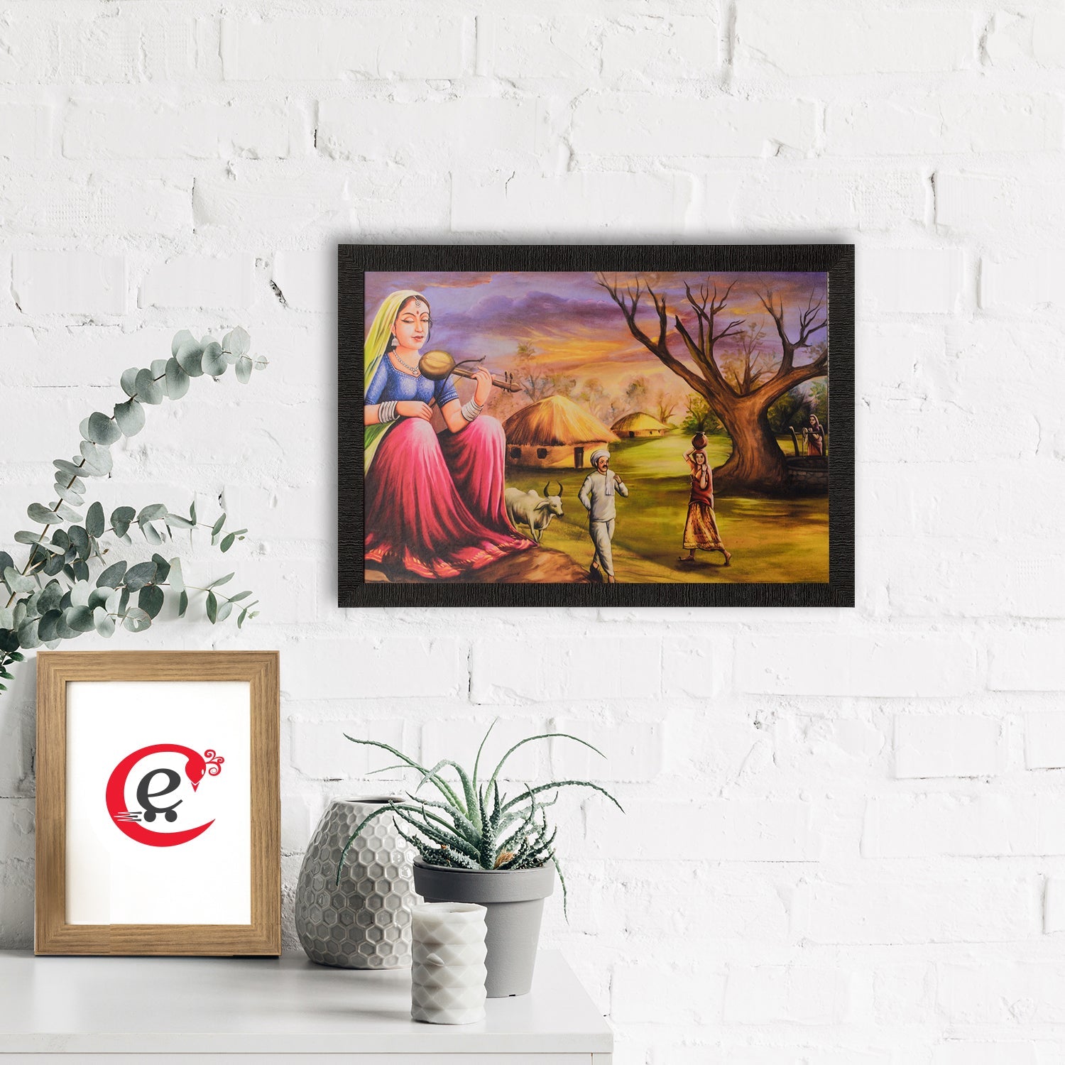 Village Scene Satin Matt Texture UV Art Painting Kafalo