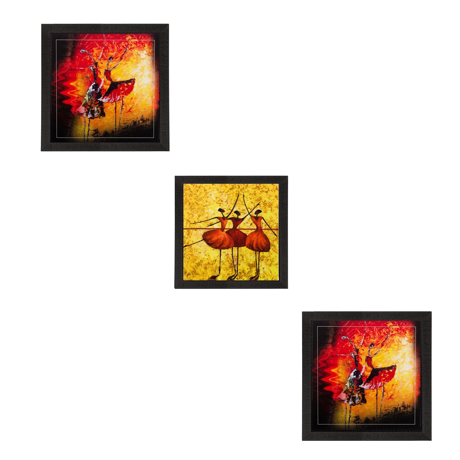 Set of 3 Dancing Girls Matt Textured UV Art Painting Kafalo