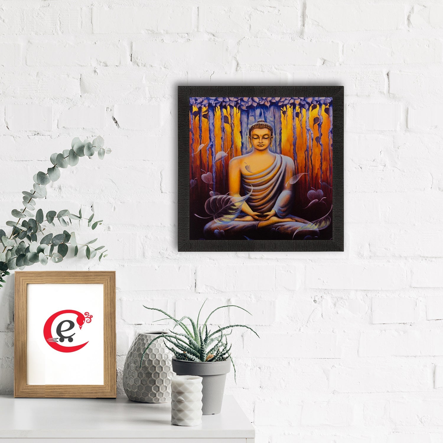 Meditating Buddha Painting Digital Printed Religious Wall Art Kafalo