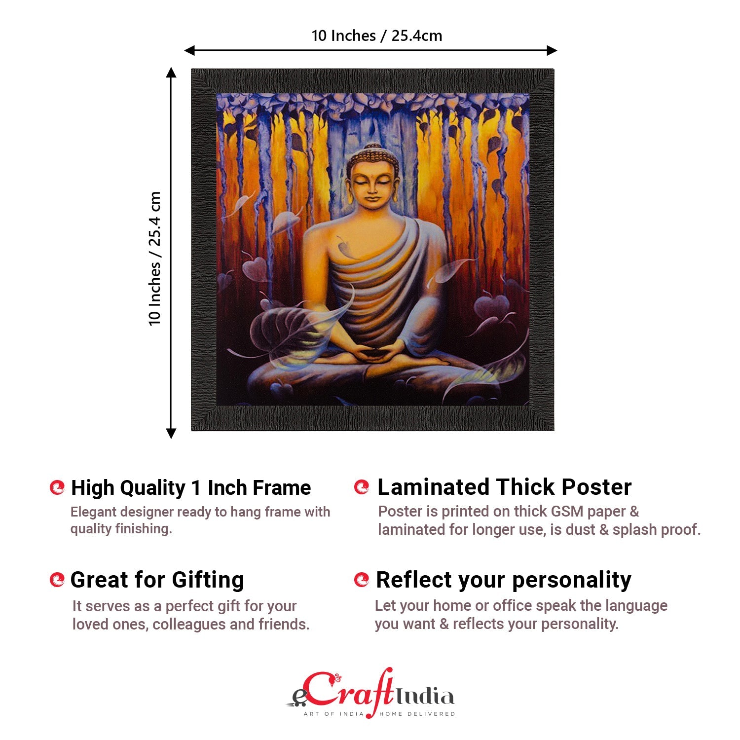 Meditating Buddha Painting Digital Printed Religious Wall Art Kafalo