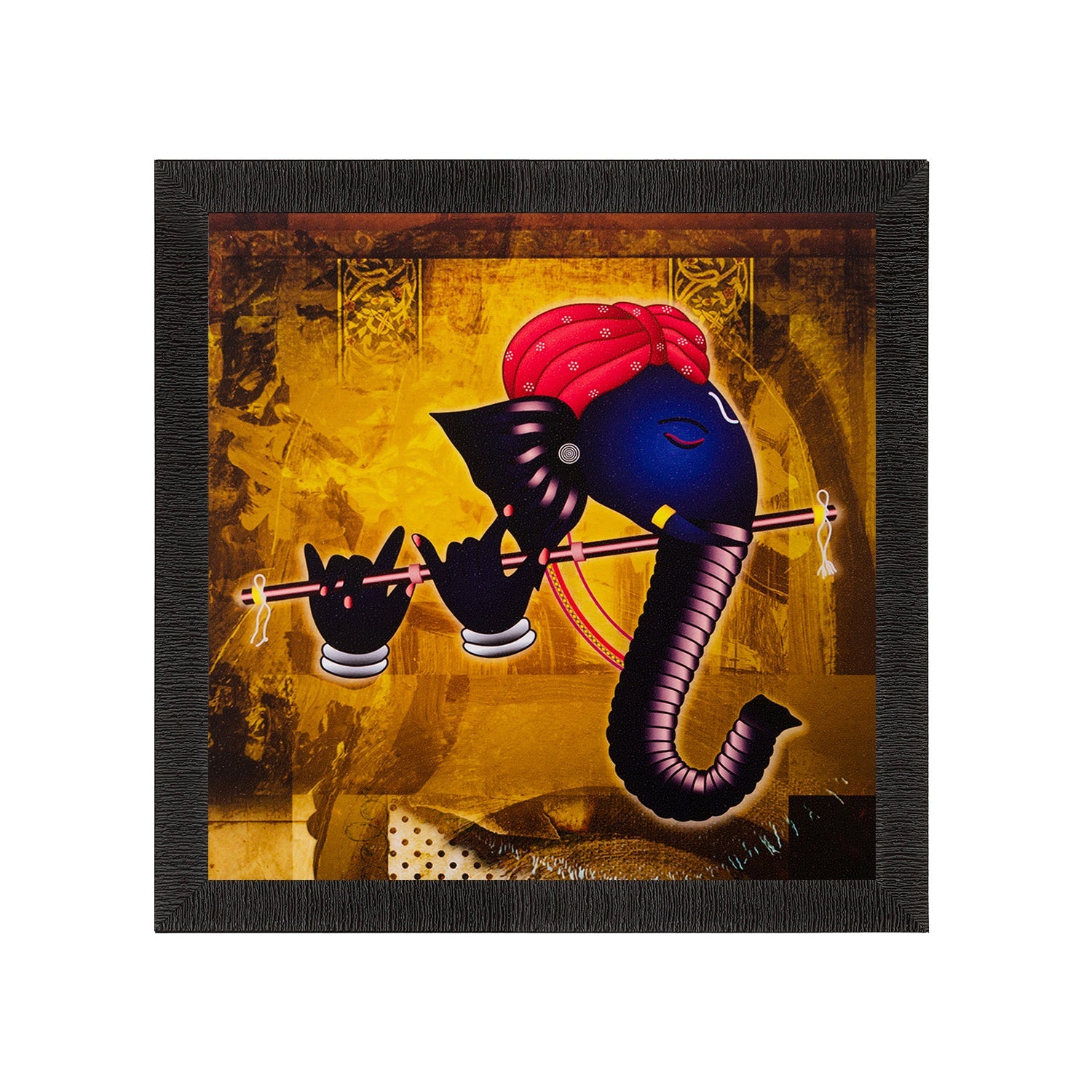 Lord Ganesha Playing Flute Matt Textured UV Art Painting Kafalo