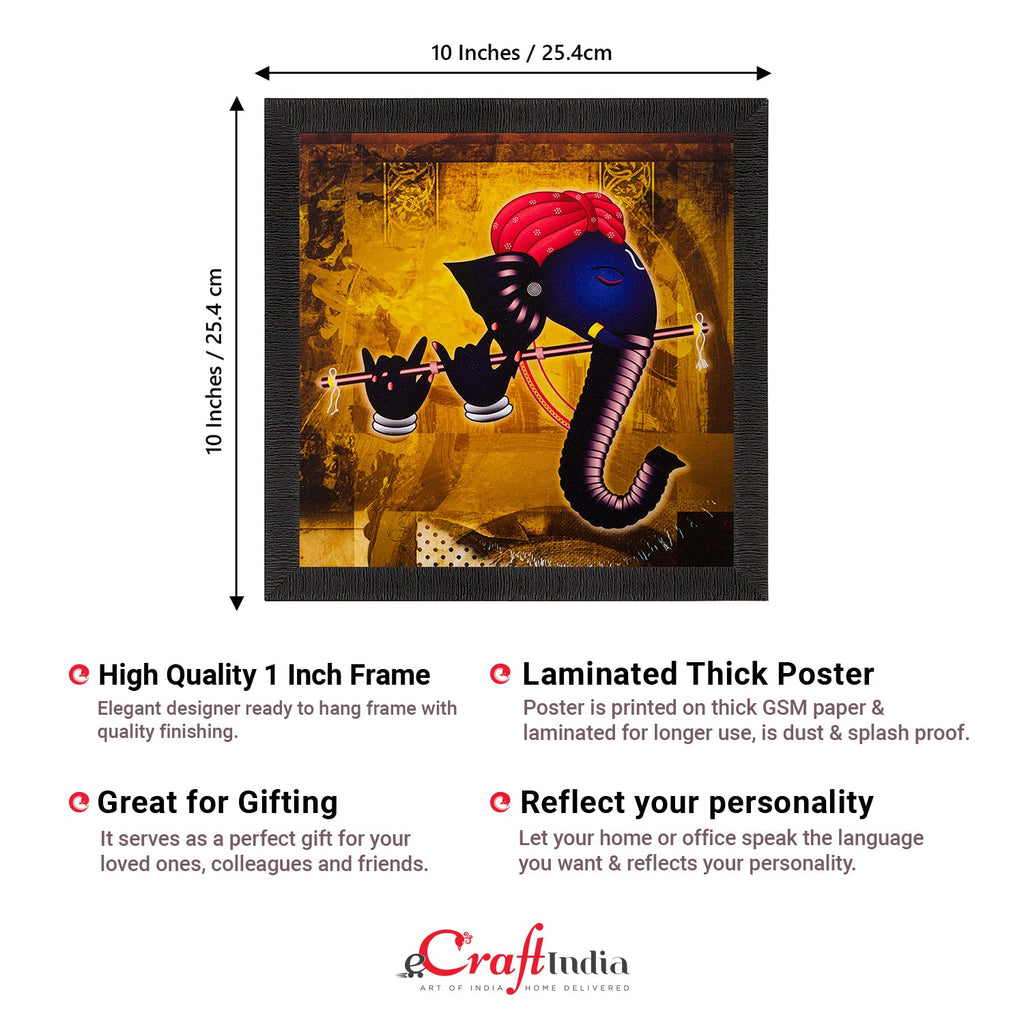 Lord Ganesha Playing Flute Matt Textured UV Art Painting Kafalo