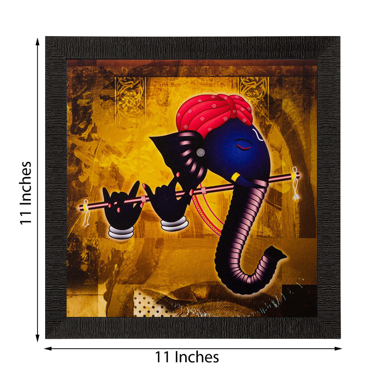Lord Ganesha Playing Flute Matt Textured UV Art Painting Kafalo