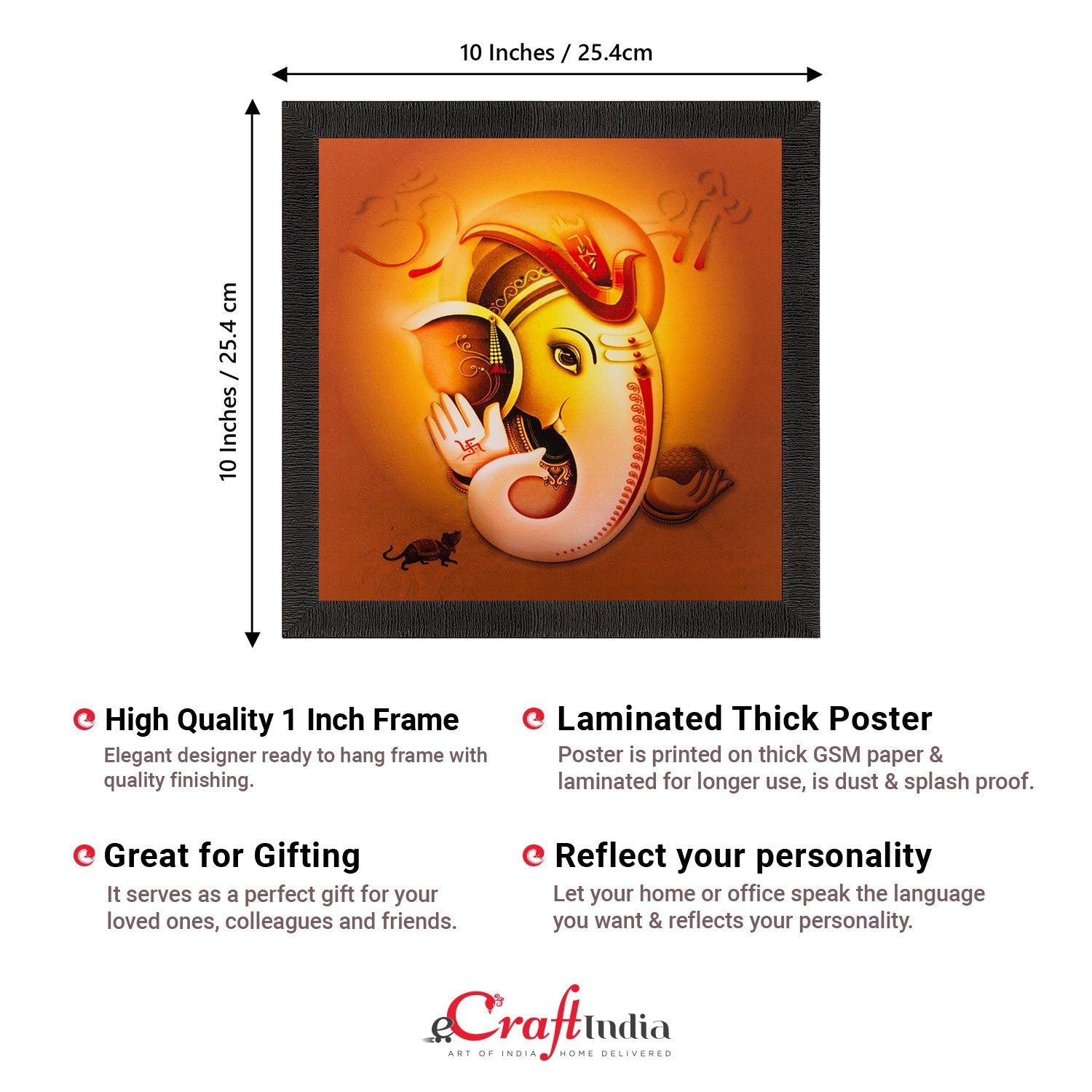 Lord Ganesha Matt Textured UV Art Painting Kafalo
