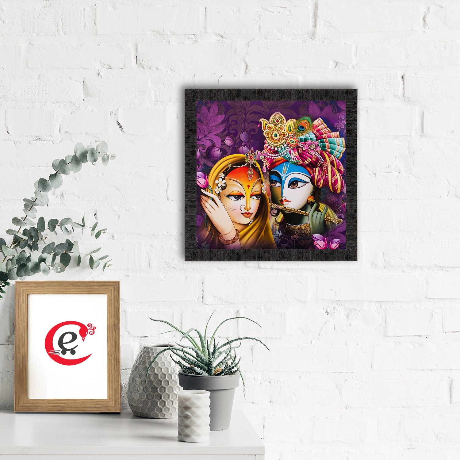 Radha Krishna Painting Digital Printed Religious Wall Art Kafalo