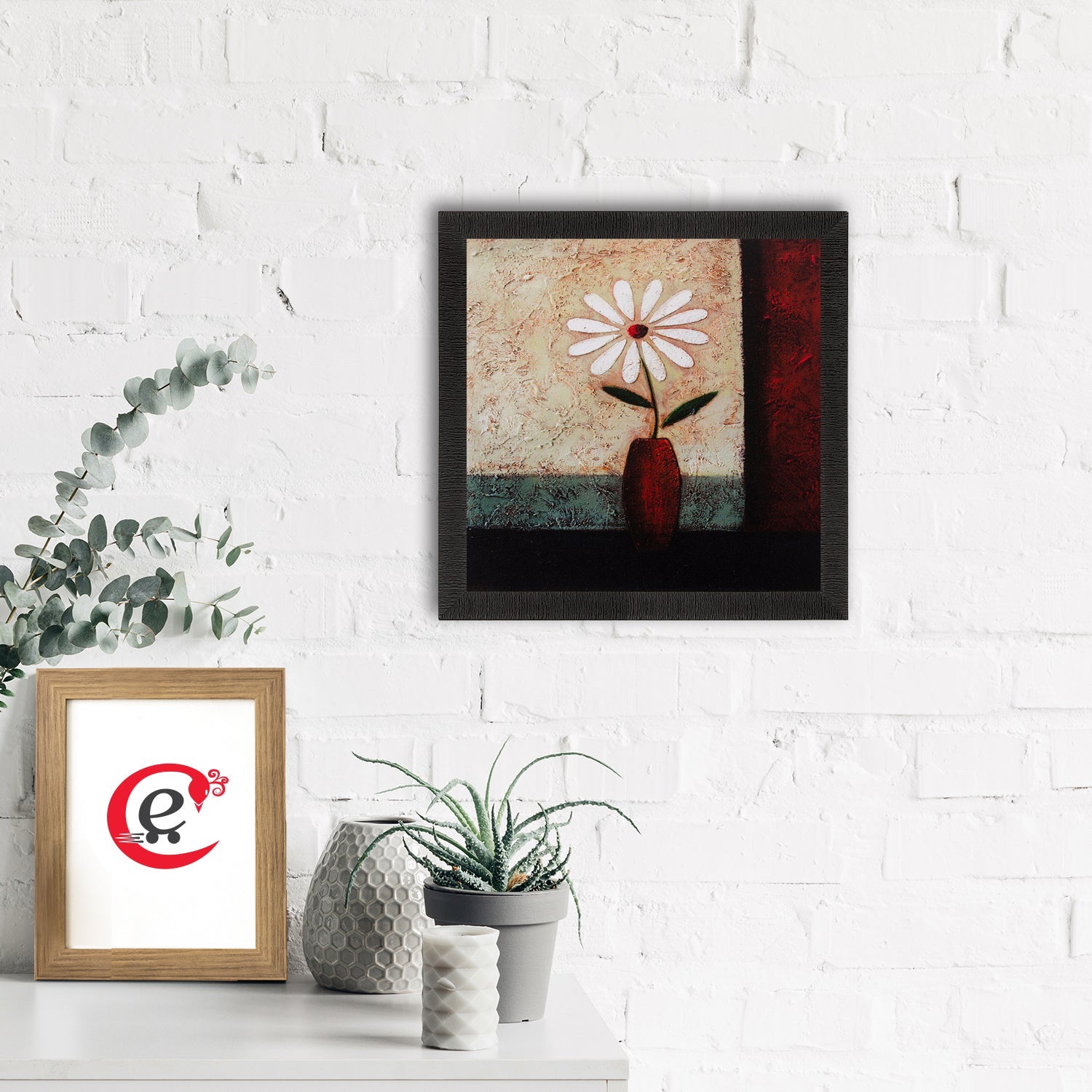 Floral Pot Matt Textured UV Art Painting Kafalo