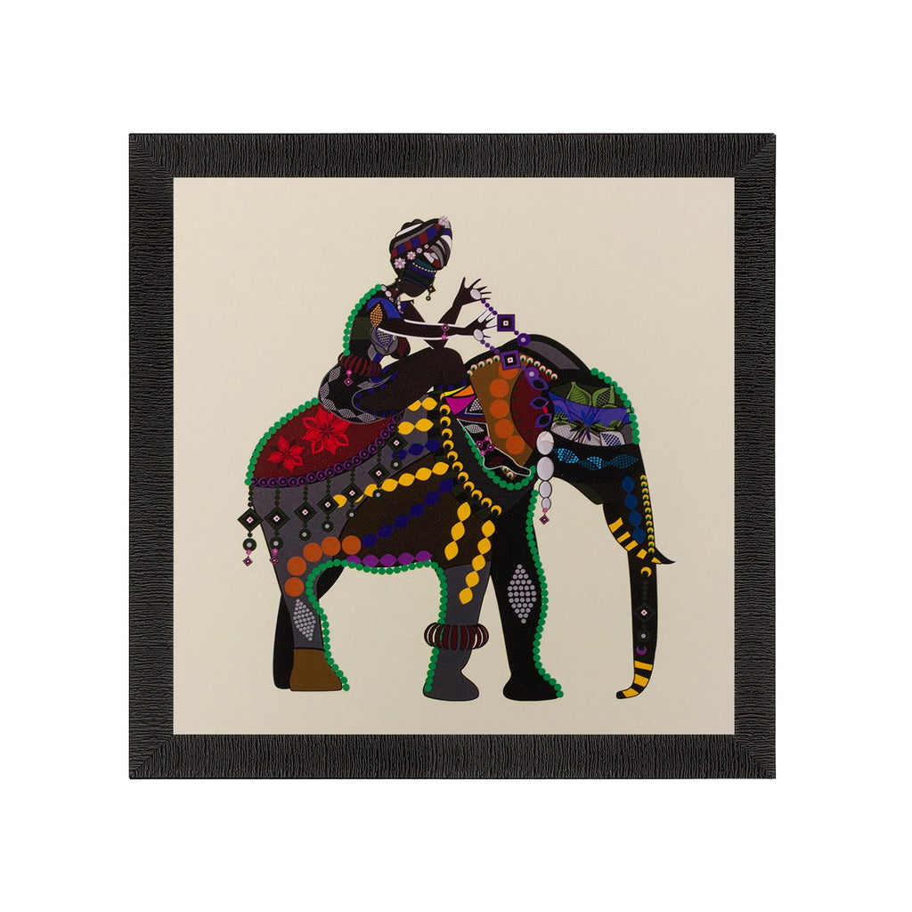 Villager on Elephant Matt Textured UV Art Painting Kafalo