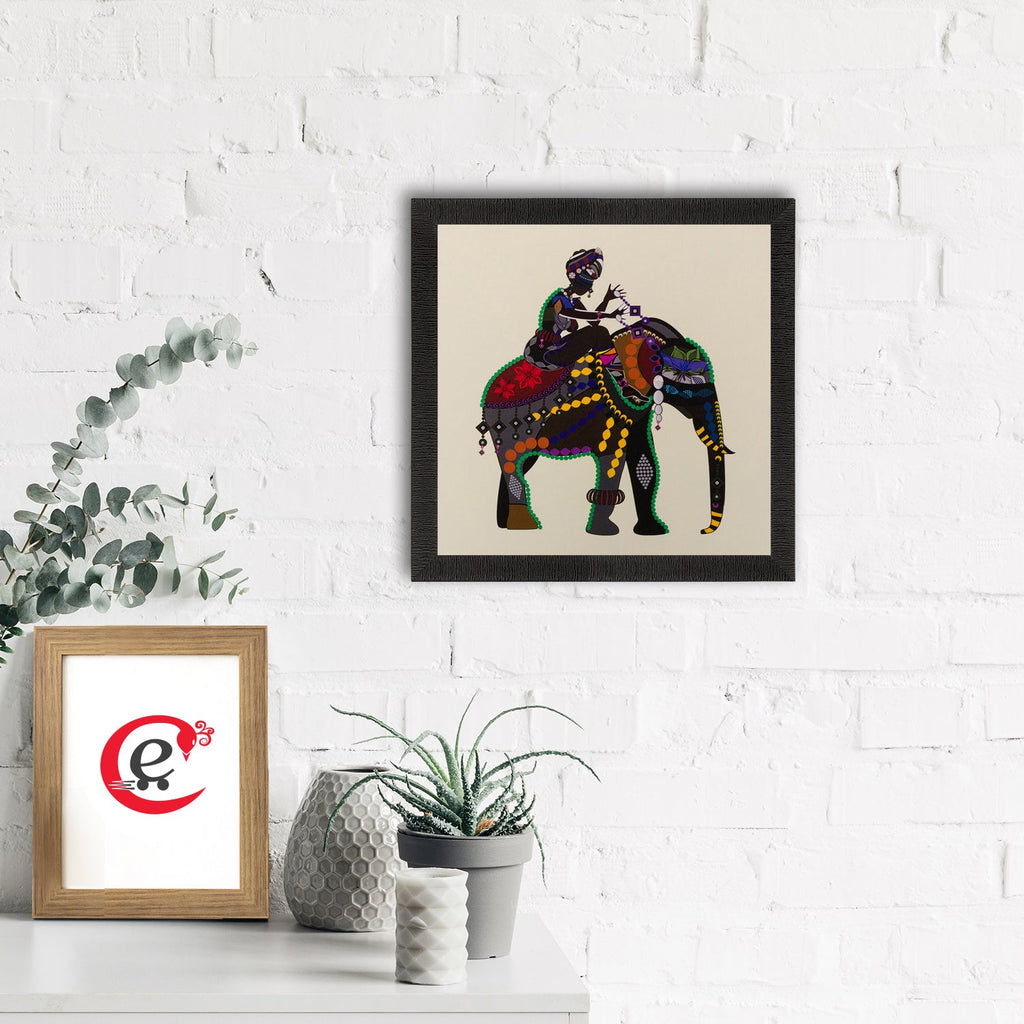 Villager on Elephant Matt Textured UV Art Painting Kafalo