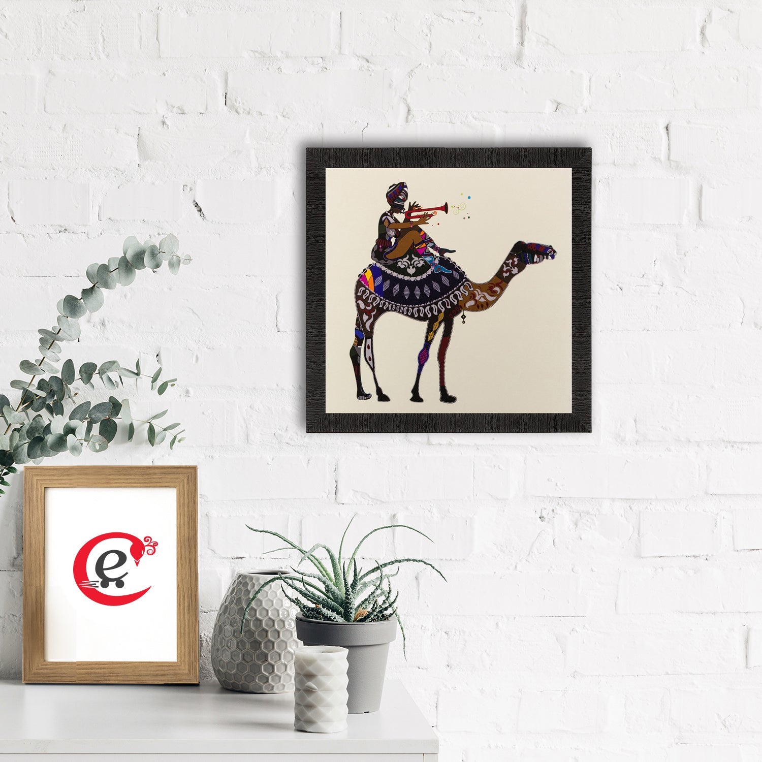 Villager on Camel Matt Textured UV Art Painting Kafalo