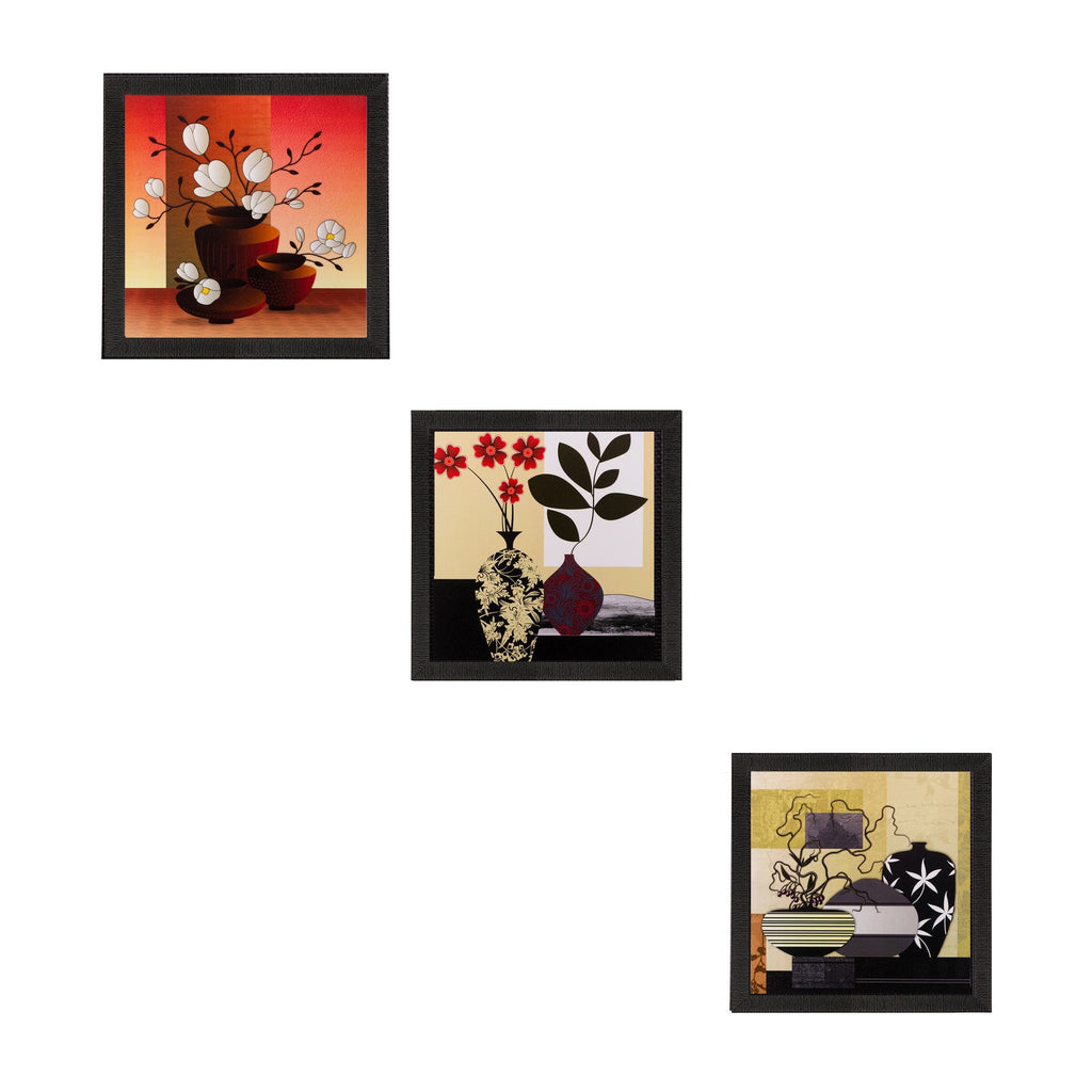 Set of 3 Botanical Floral Matt Textured UV Art Painting Kafalo