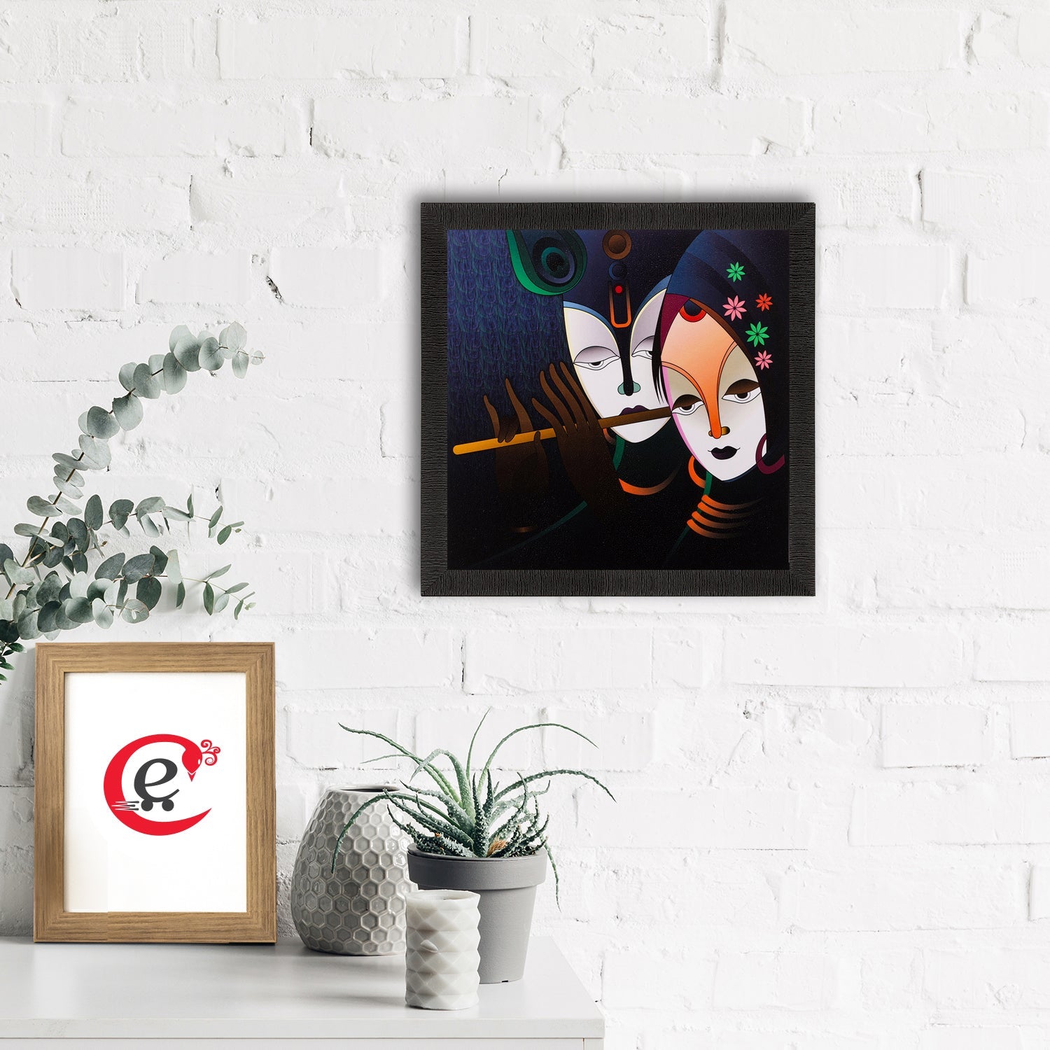 Radha Krishna Painting Digital Printed Religious Wall Art Kafalo