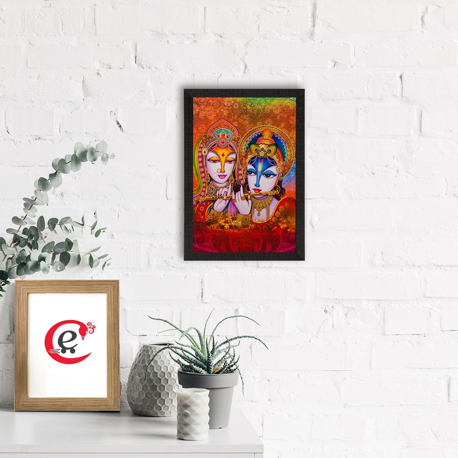 Radha Krishna Painting Digital Printed Religious Wall Art Kafalo