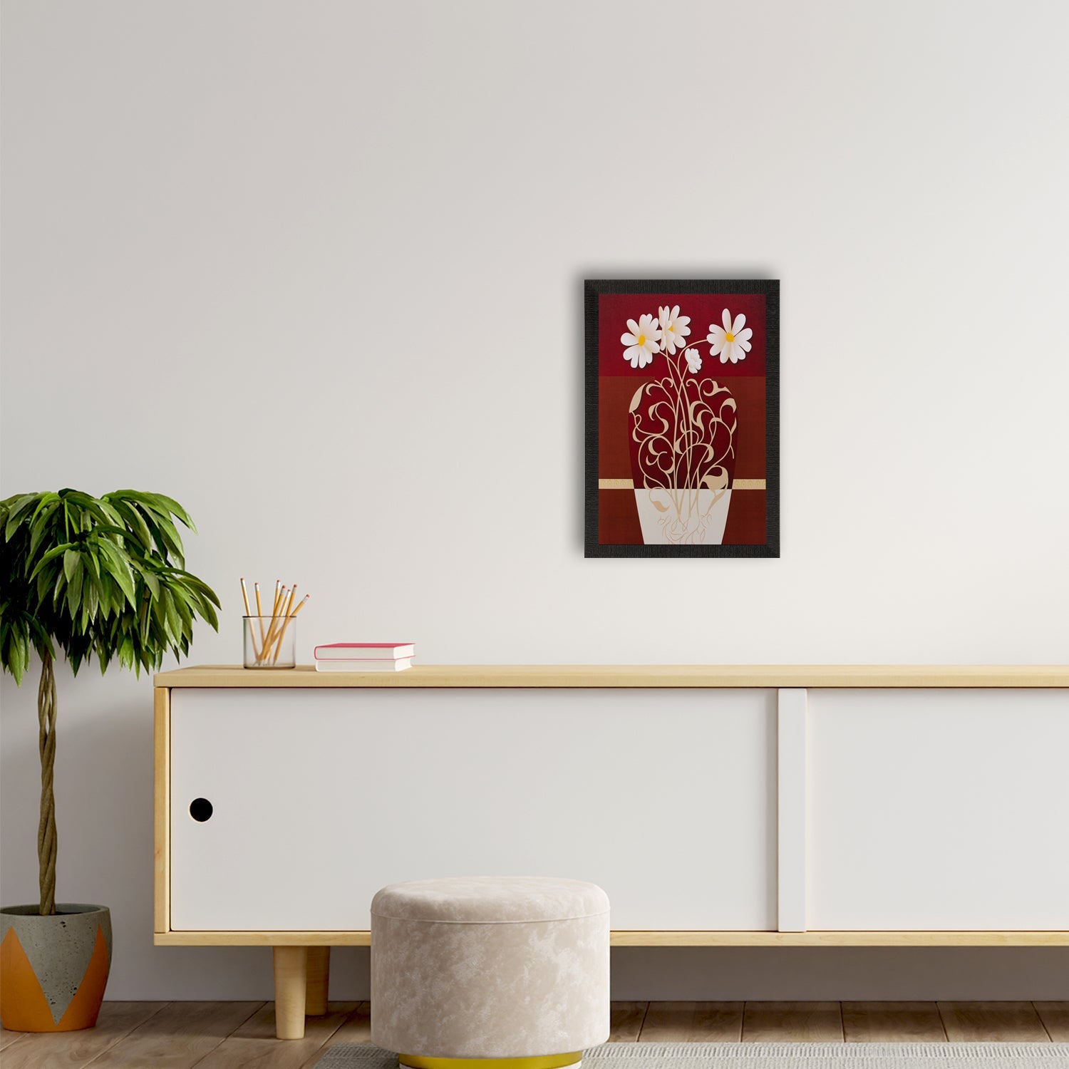 Floral Pot Matt Textured UV Art Painting Kafalo