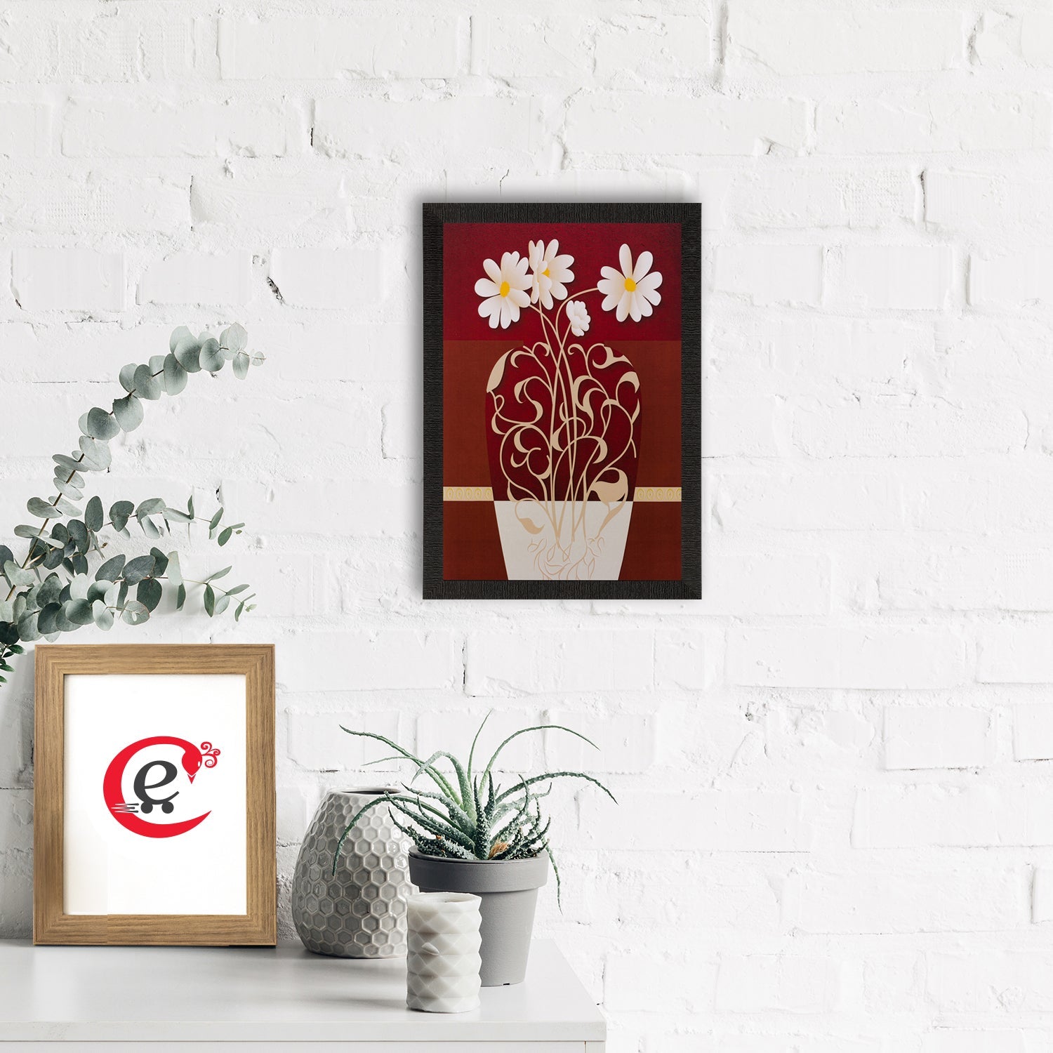 Floral Pot Matt Textured UV Art Painting Kafalo