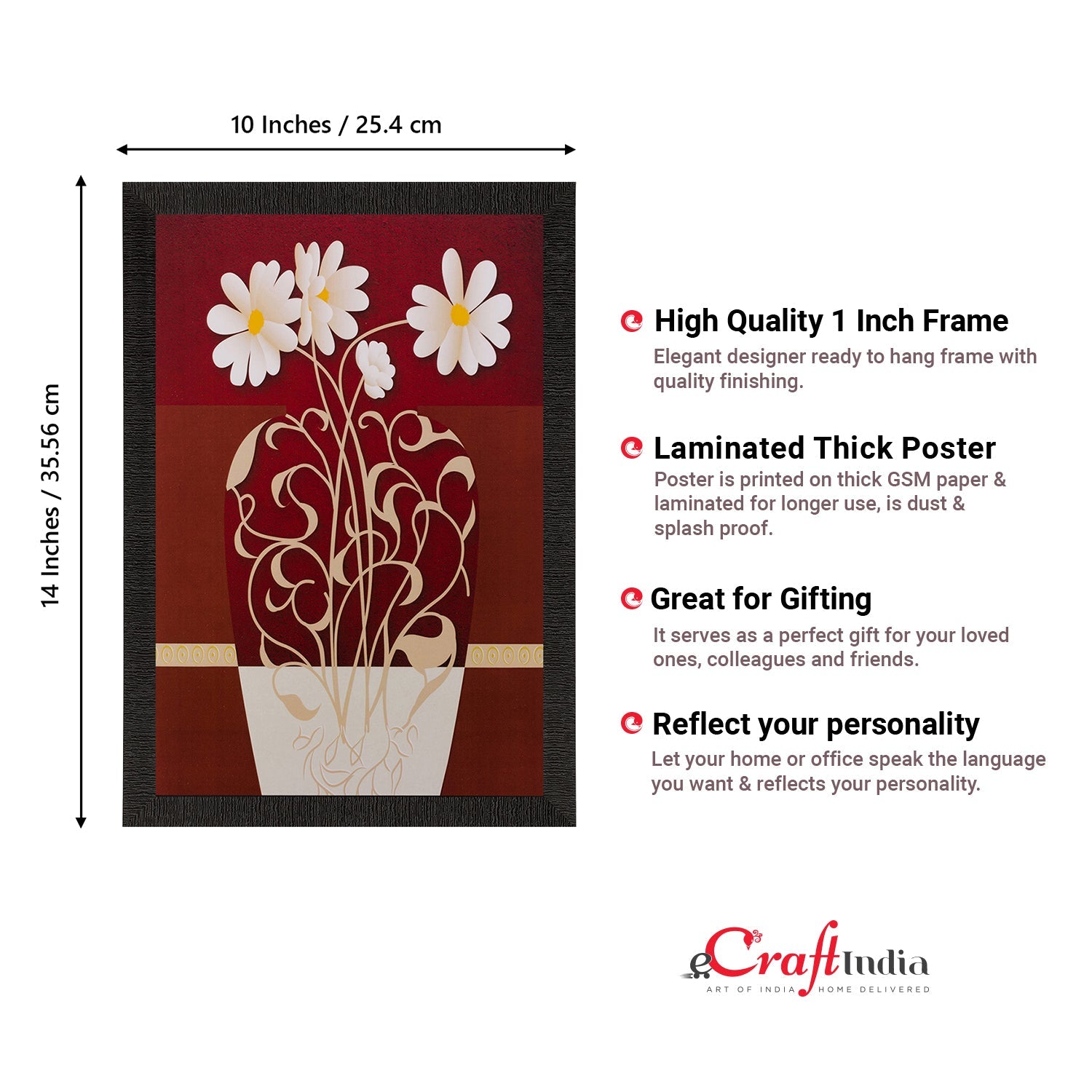 Floral Pot Matt Textured UV Art Painting Kafalo