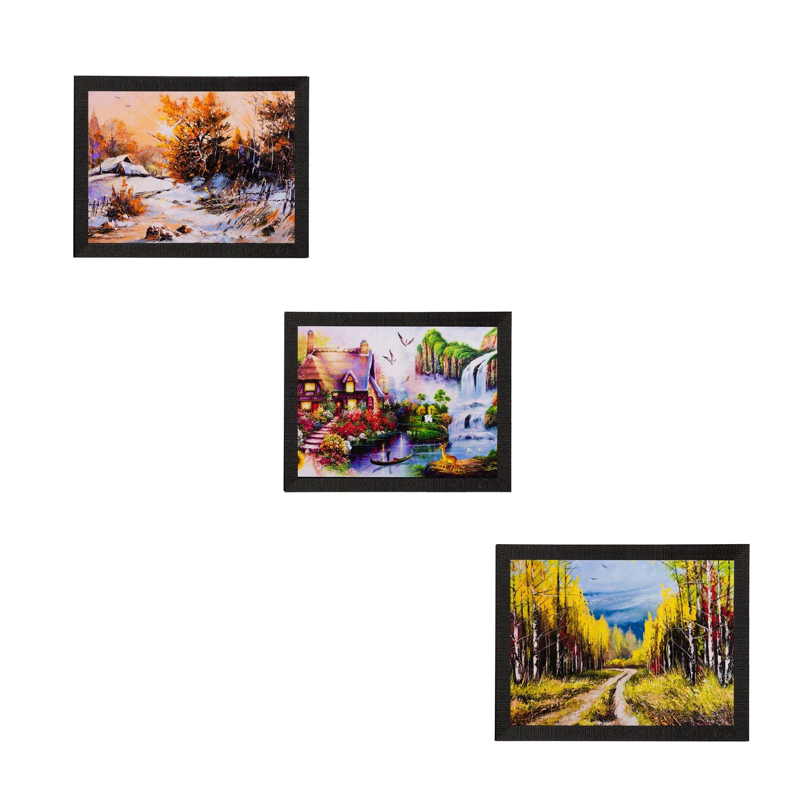 Set of 3 Nature Scenery Matt Textured UV Art Painting Kafalo