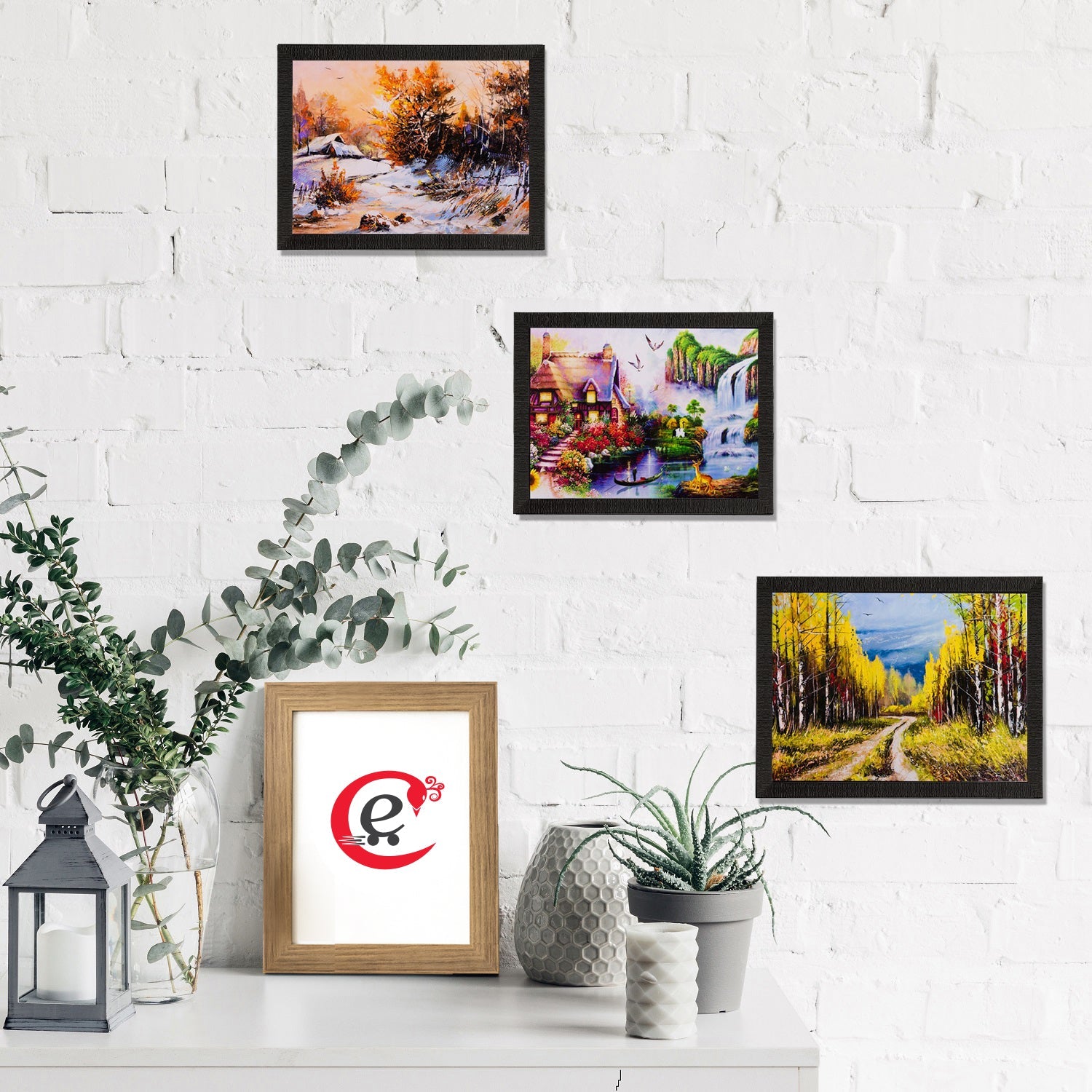 Set of 3 Nature Scenery Matt Textured UV Art Painting Kafalo