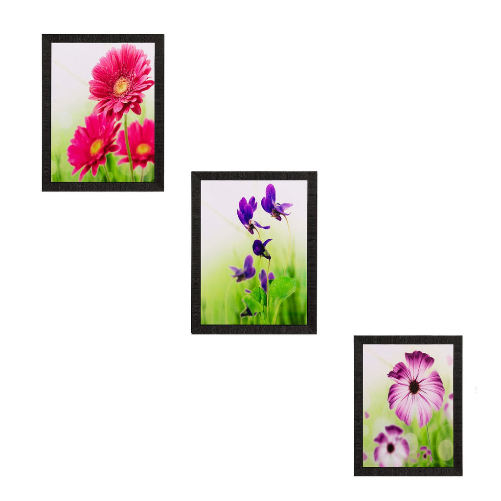 Set of 3 Floral Matt Textured UV Art Painting Kafalo