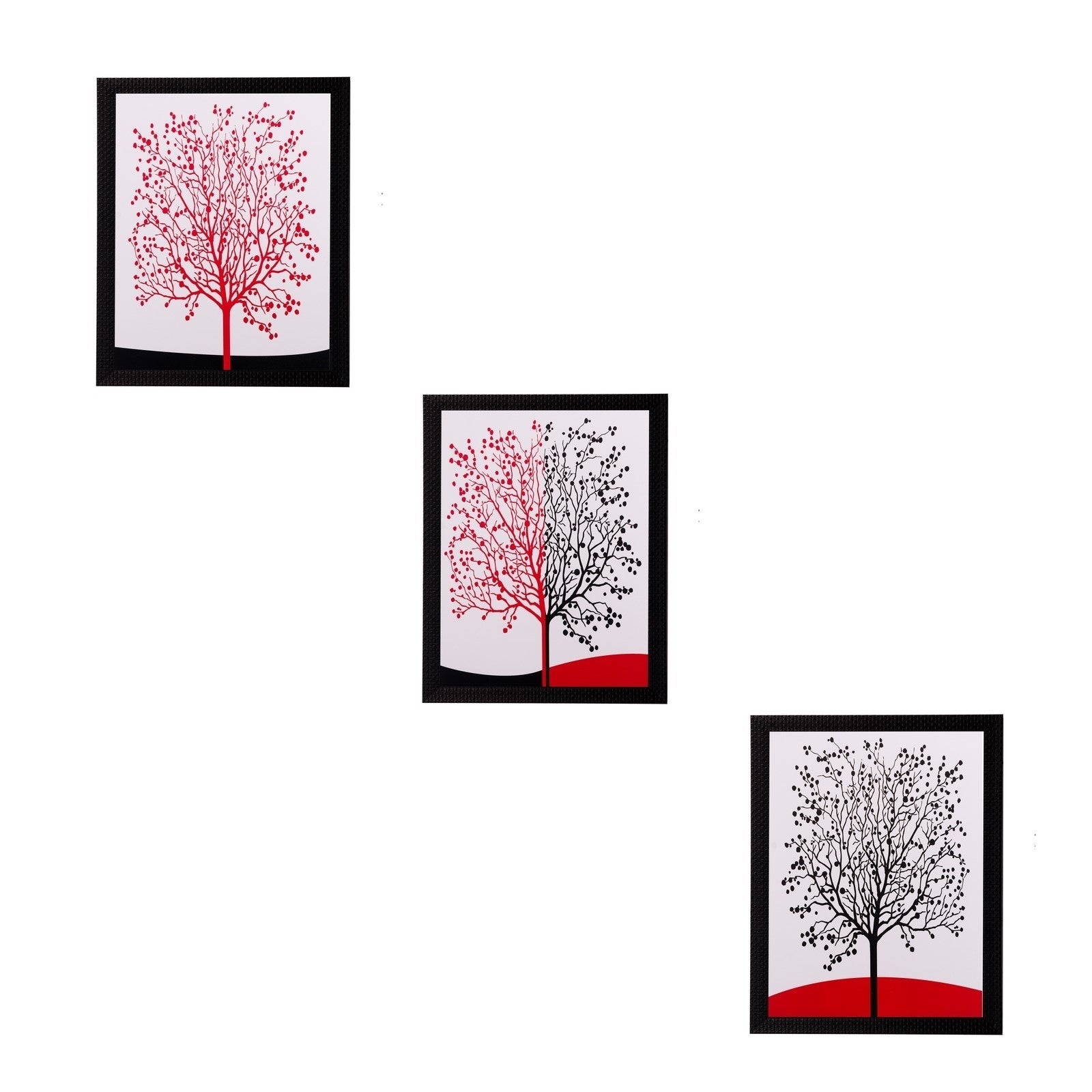 Set of 3 Abstract Tree Matt Textured UV Art Painting Kafalo