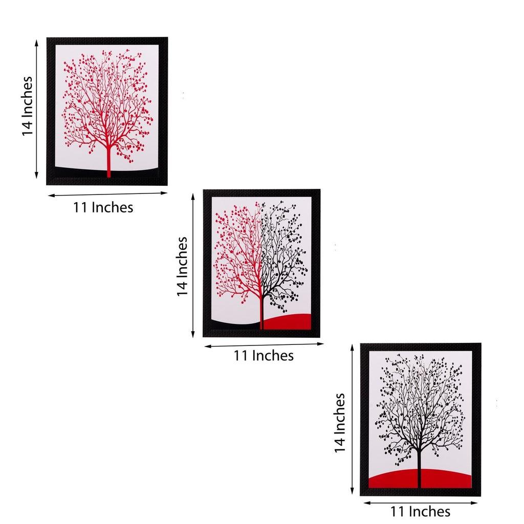Set of 3 Abstract Tree Matt Textured UV Art Painting Kafalo