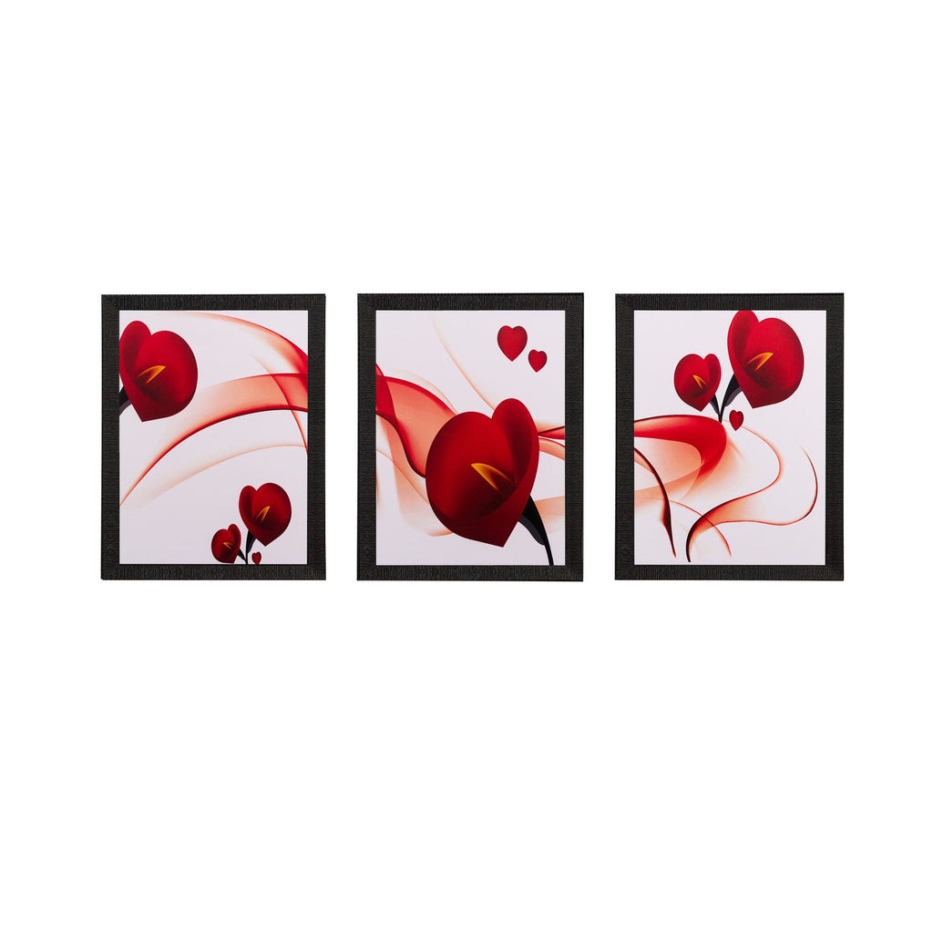 Set of 3 Heart Design Matt Textured UV Art Painting Kafalo
