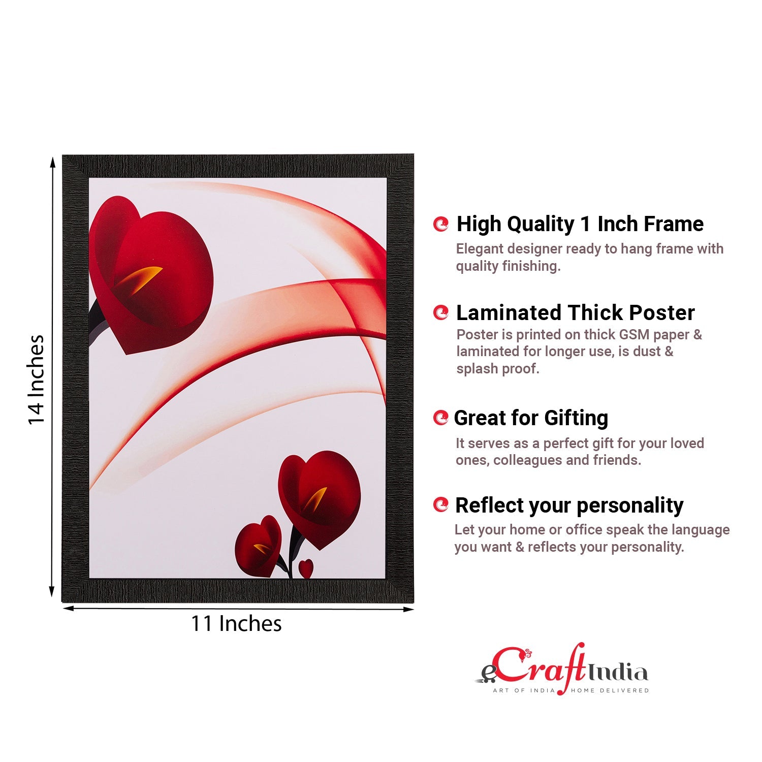 Heart Share Roses Matt Textured UV Art Painting Kafalo