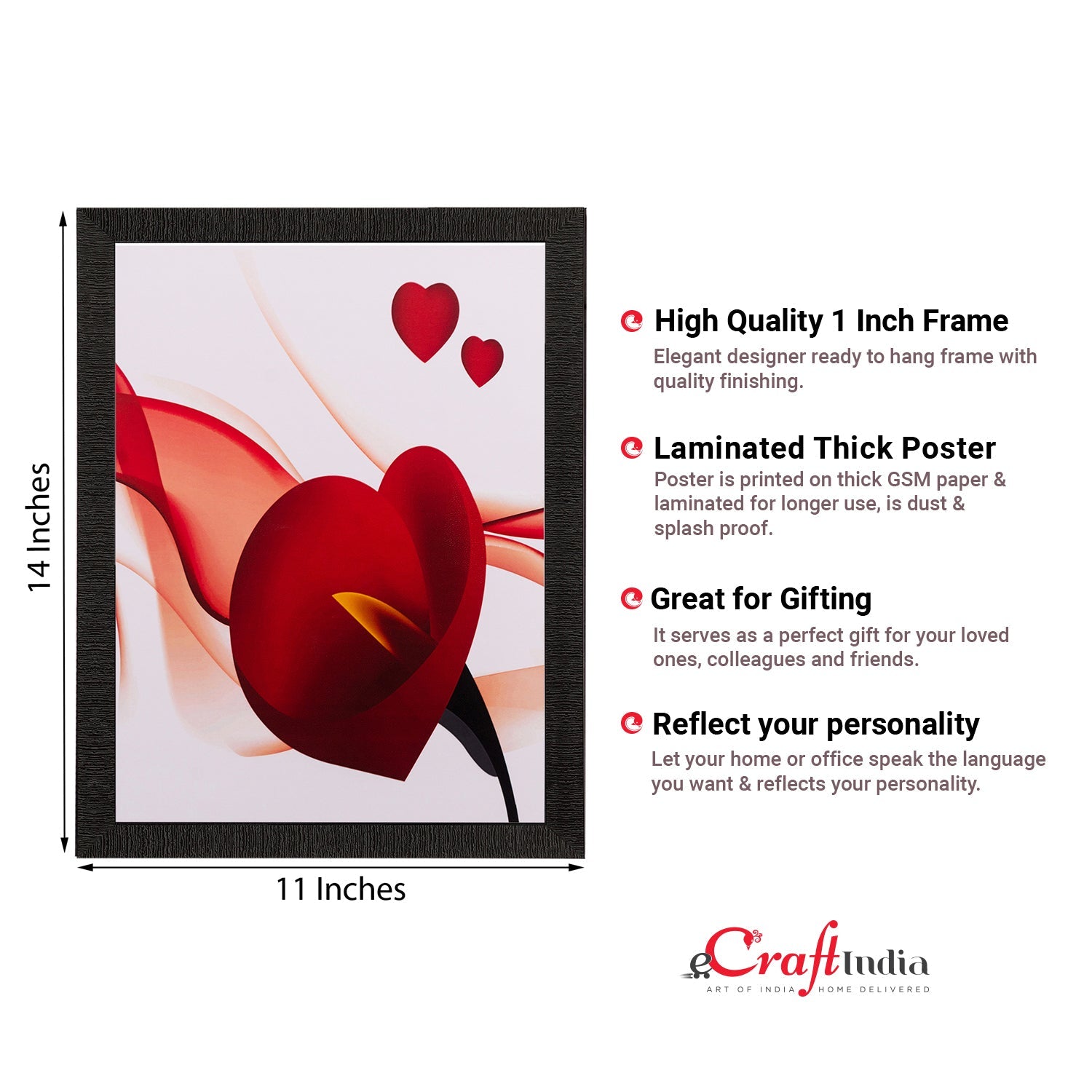 Heart Share Roses Matt Textured UV Art Painting Kafalo