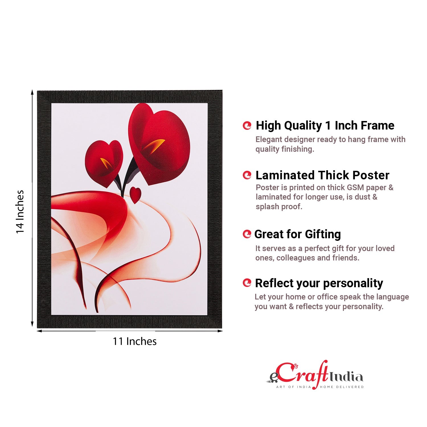 Heart Share Roses Matt Textured UV Art Painting Kafalo