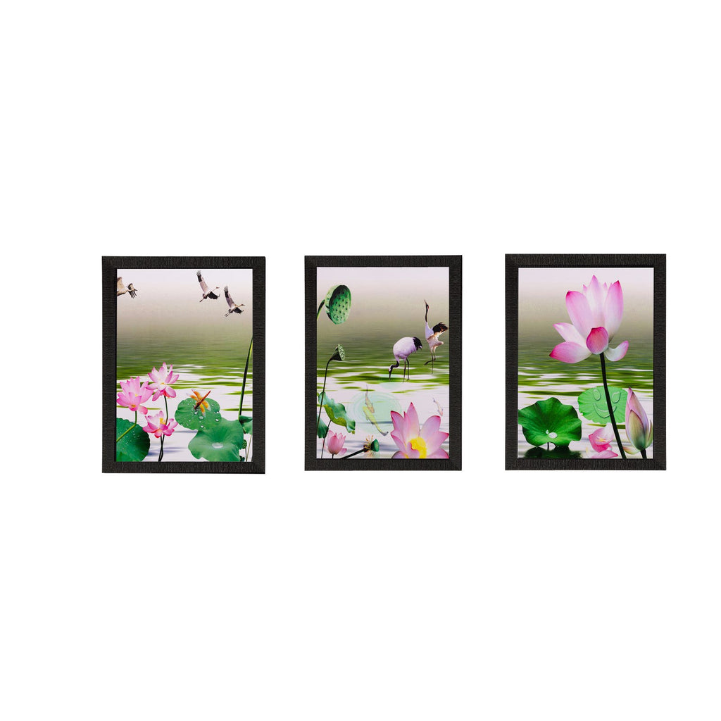 Set of 3 Floral Matt Textured UV Art Painting Kafalo