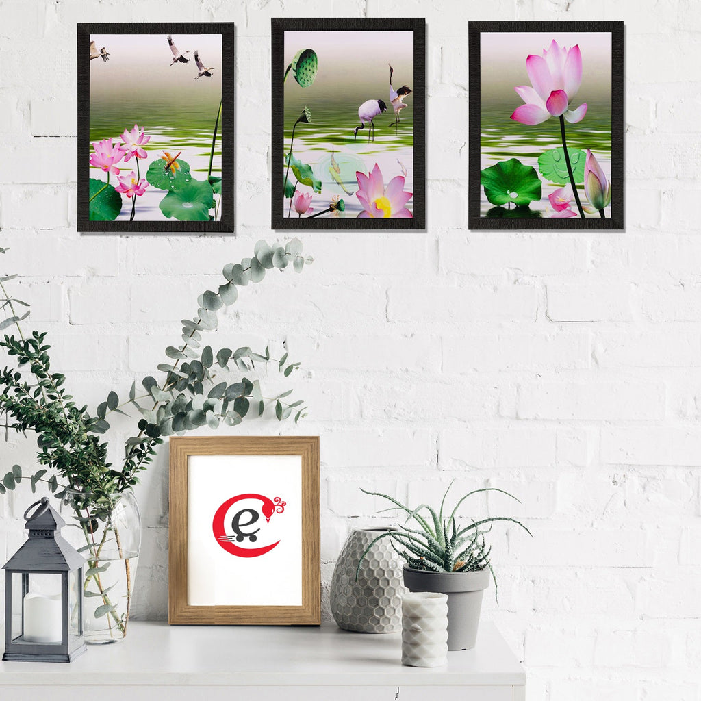 Set of 3 Floral Matt Textured UV Art Painting Kafalo