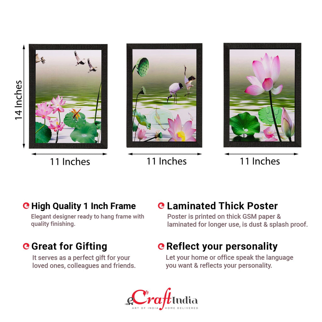 Set of 3 Floral Matt Textured UV Art Painting Kafalo