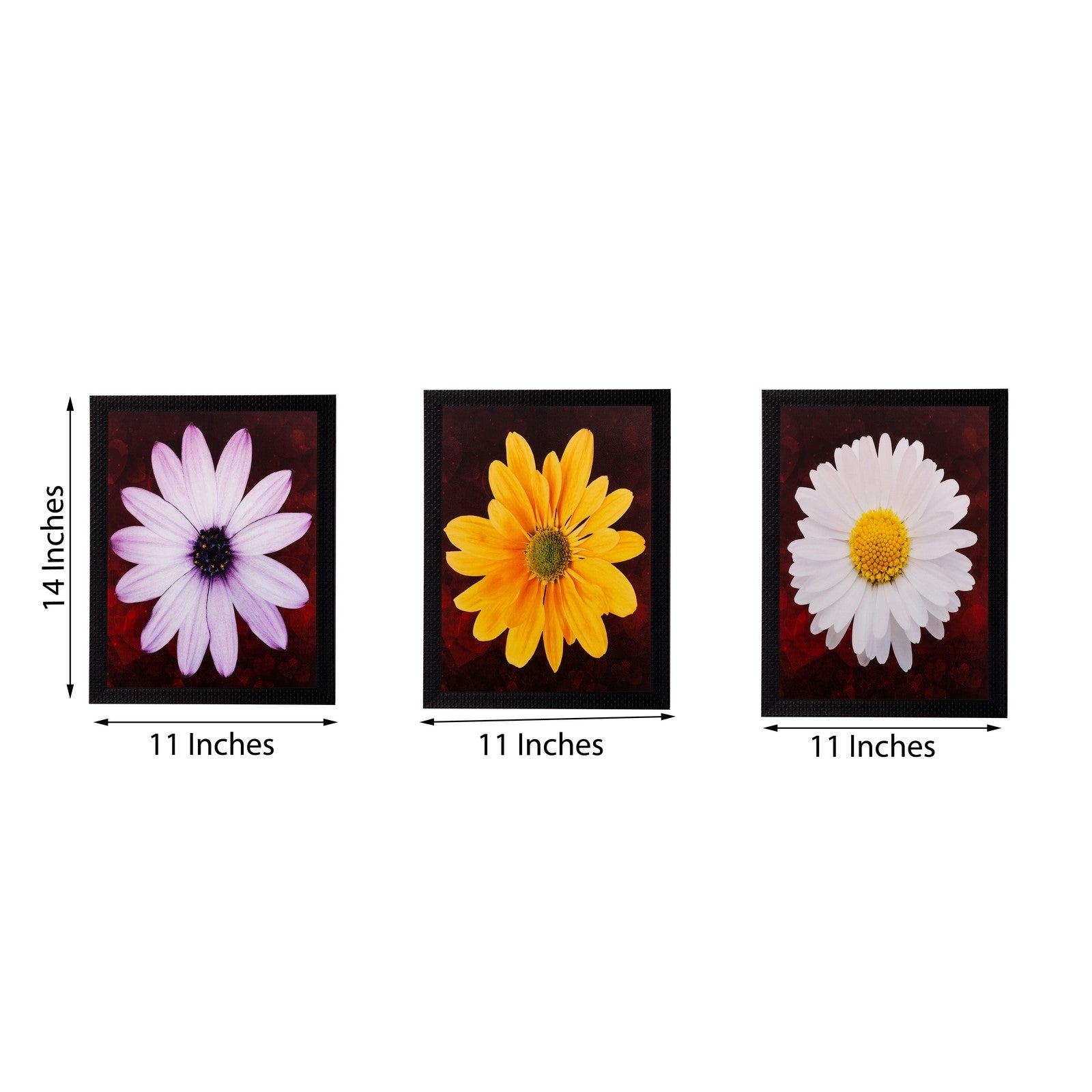 Set of 3 Floral Matt Textured UV Art Painting Kafalo