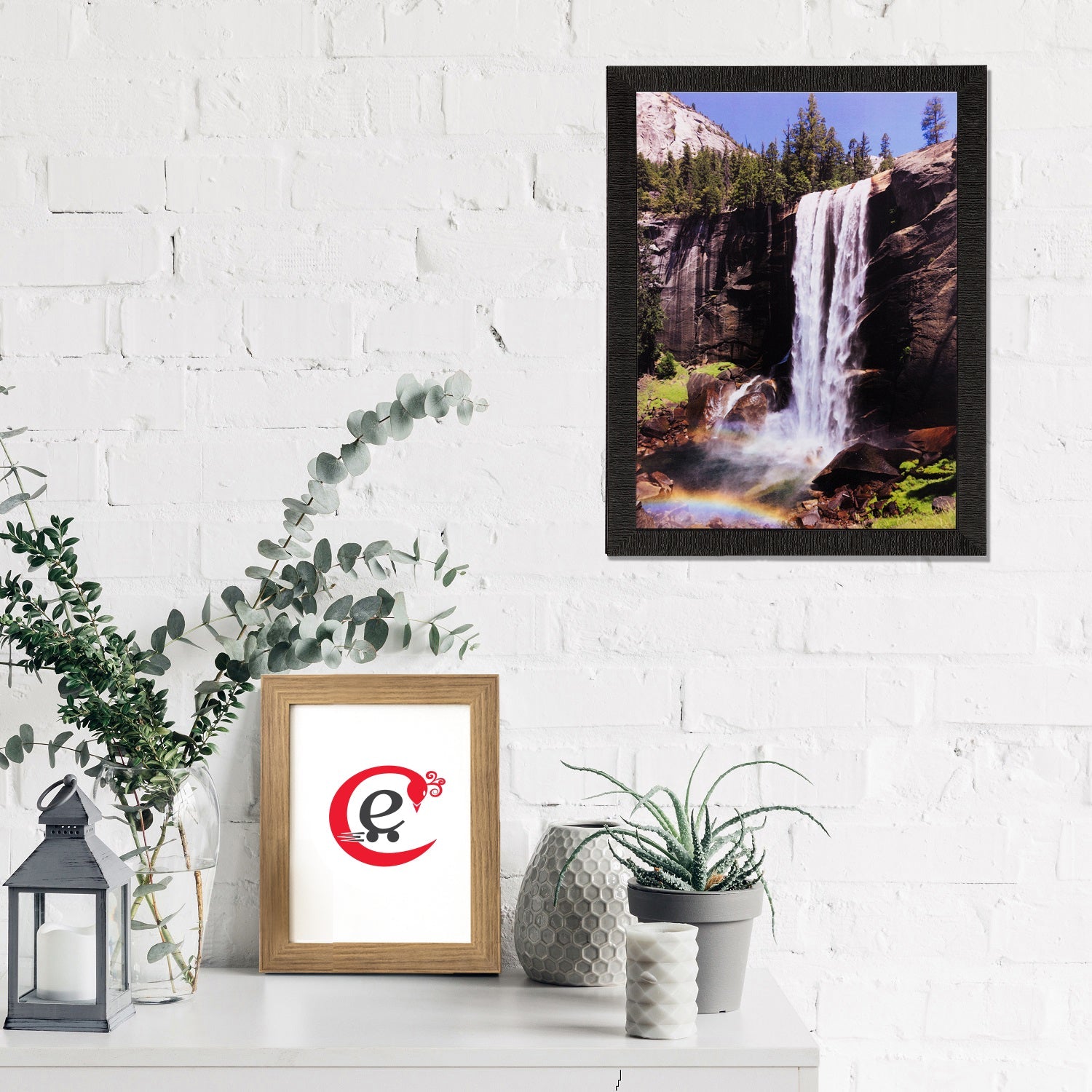 Waterfall View Matt Textured UV Art Painting Kafalo