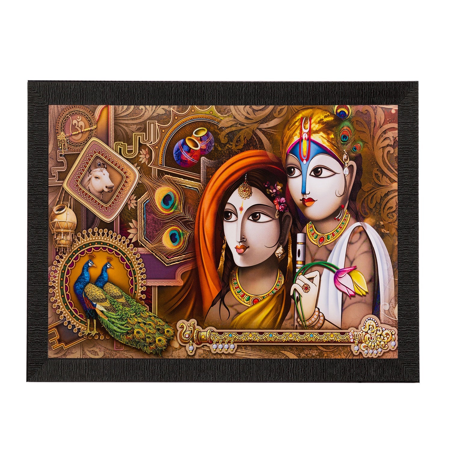 Radha Krishna Painting Digital Printed Religious Wall Art Kafalo