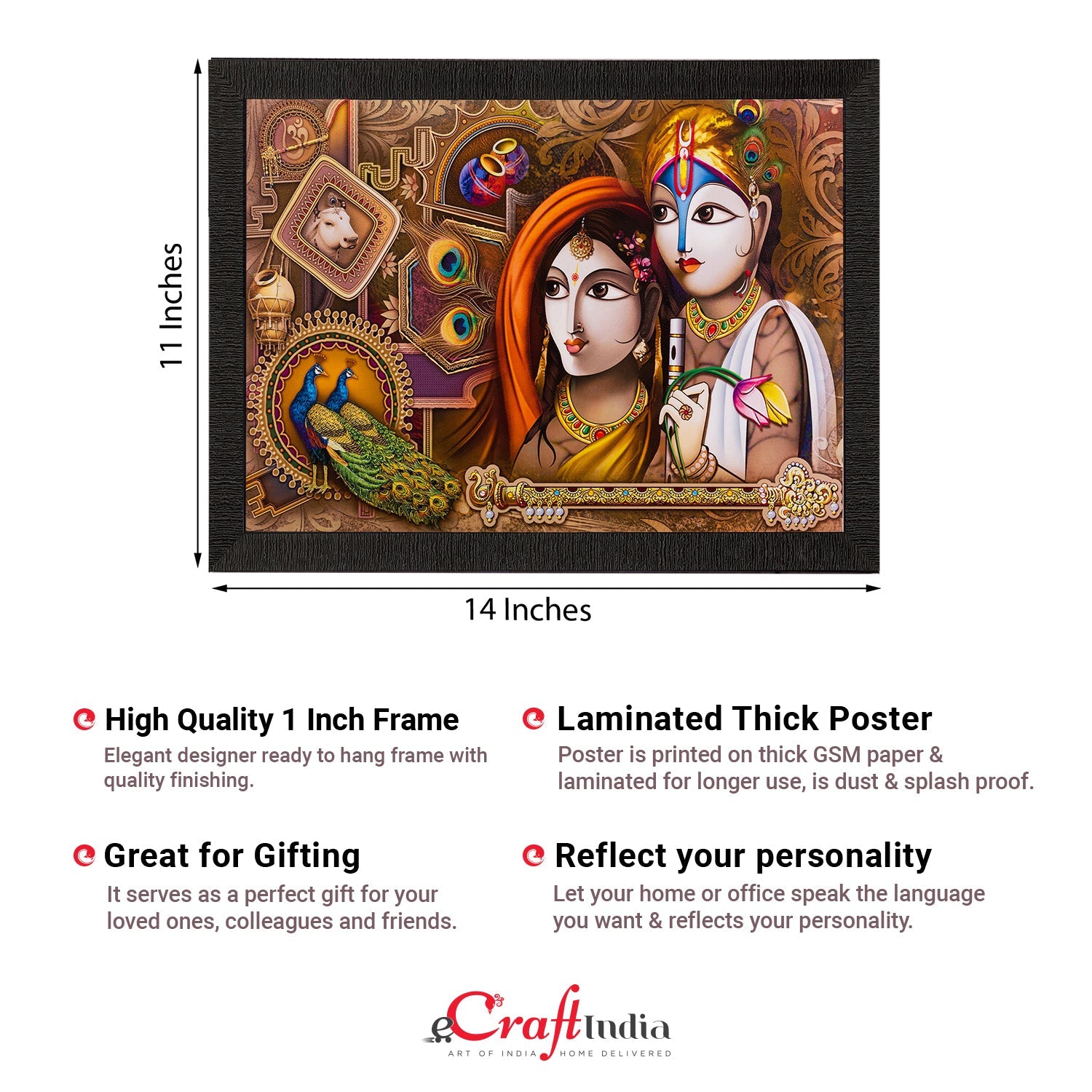 Radha Krishna Painting Digital Printed Religious Wall Art Kafalo