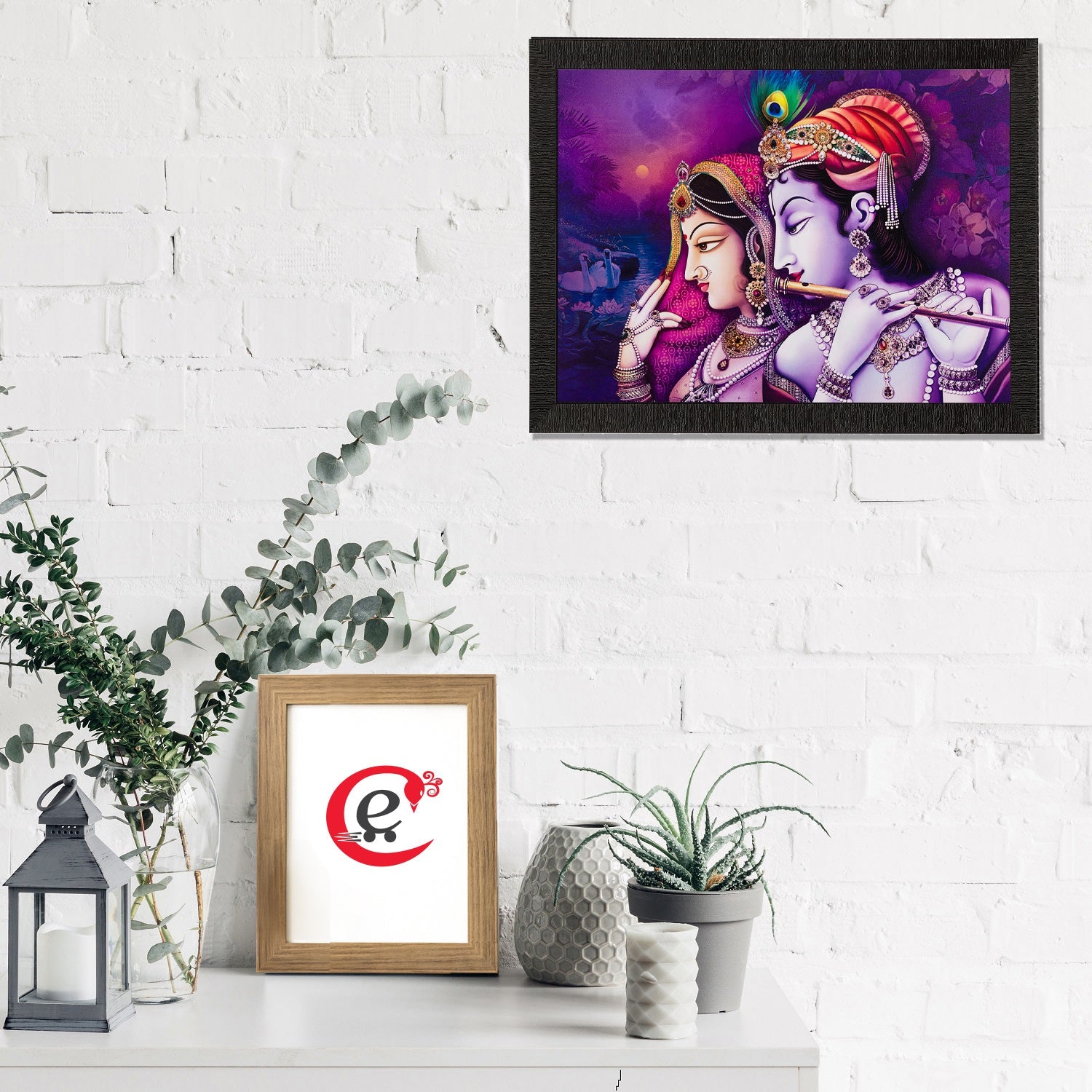Radha Krishna Painting Digital Printed Religious Wall Art Kafalo