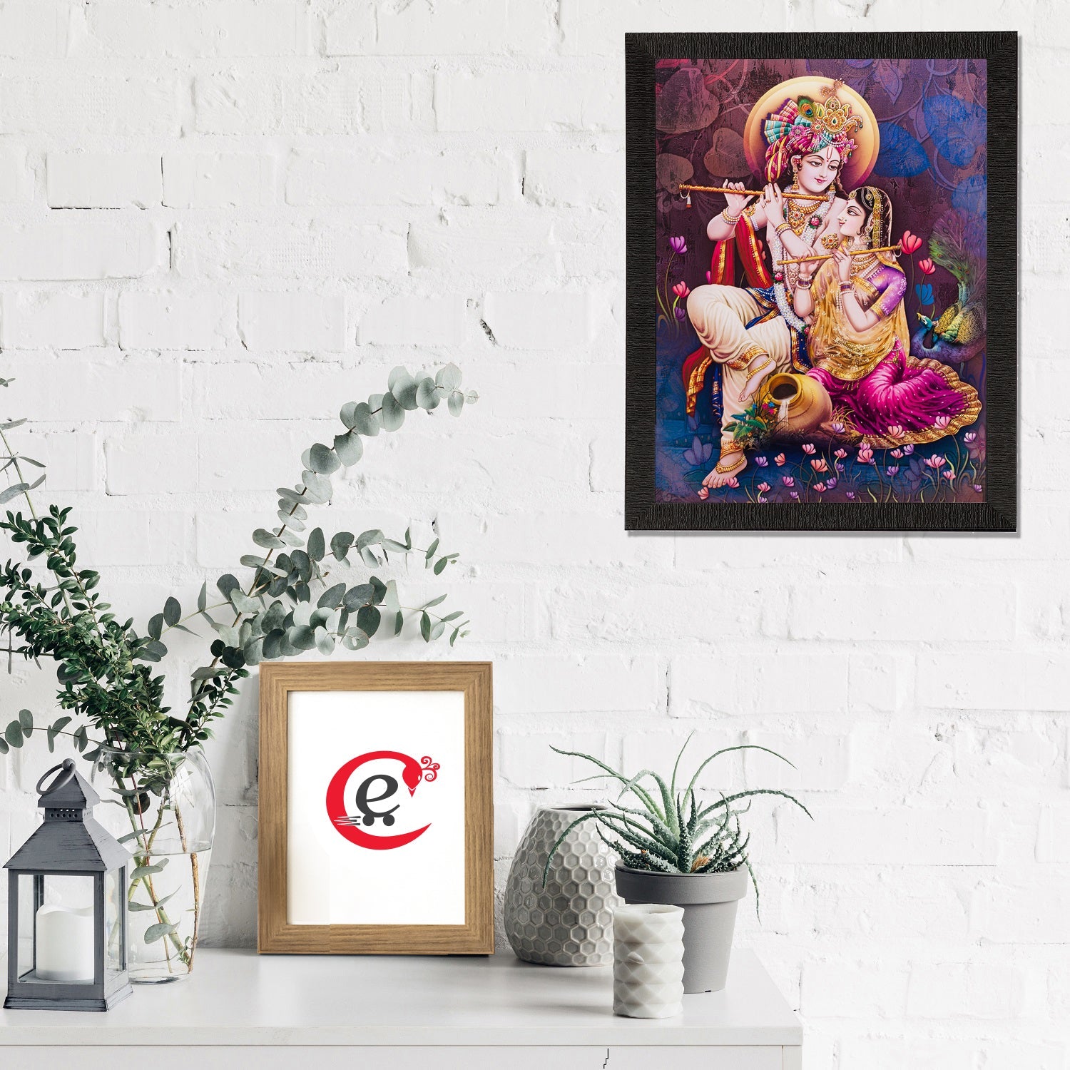 Radha Krishna Painting Digital Printed Religious Wall Art Kafalo